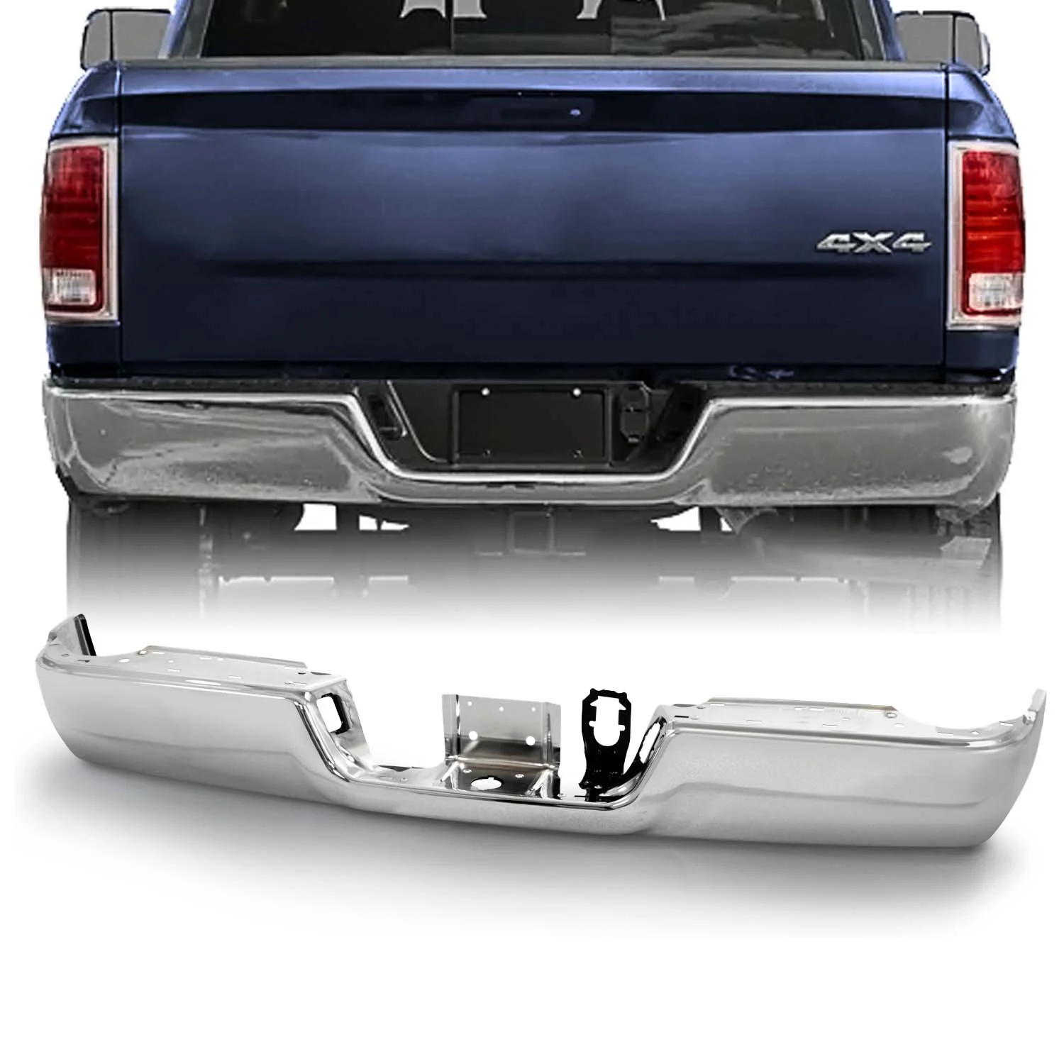 AKKON - For 2013-2018 Dodge Ram 2500 3500 OE Chrome Panel Steel Rear Bumper Face Bar(without Sensor Hole )