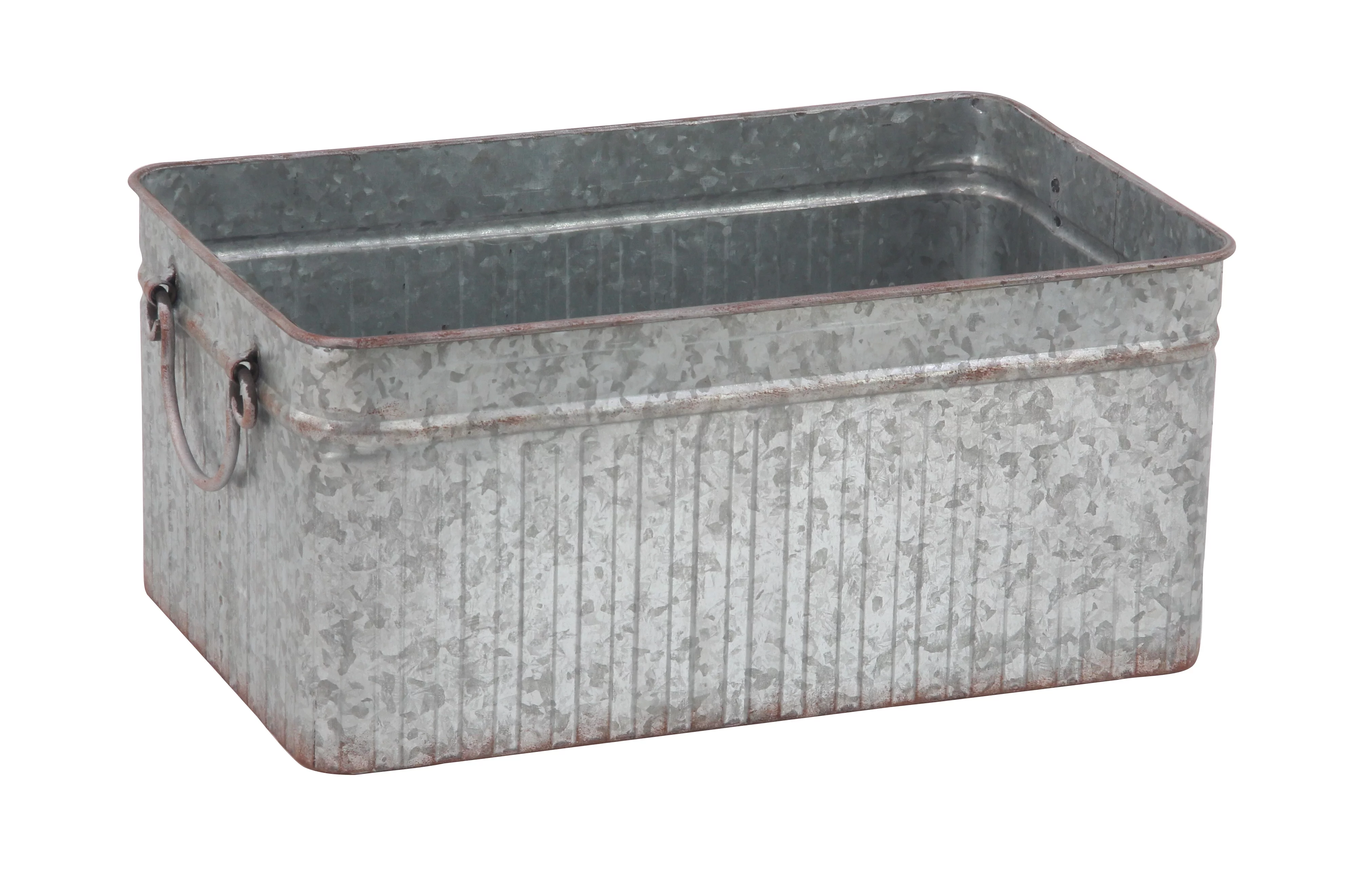 DecMode Set of 3 Farmhouse Iron Rectangular Planters with Handle