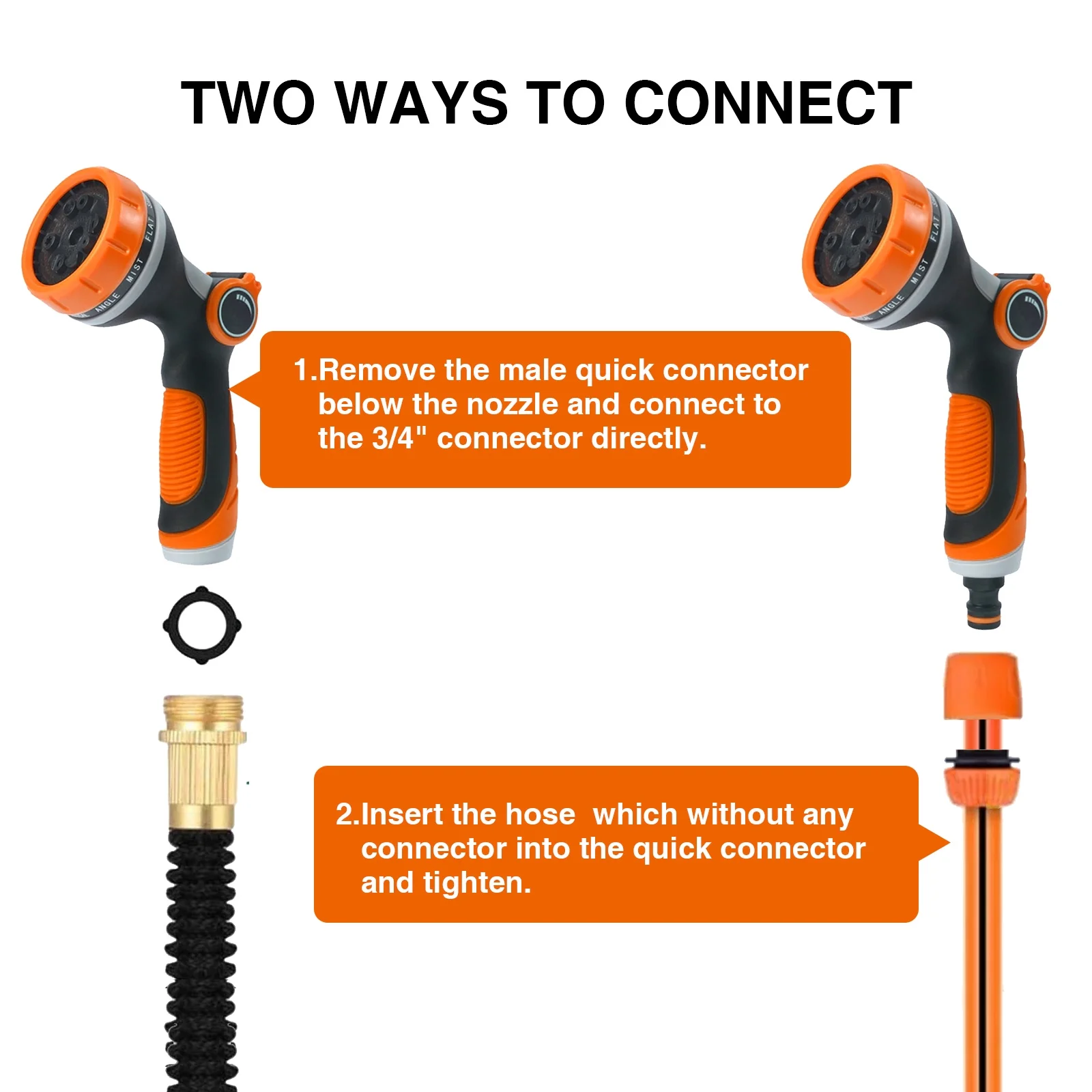 Lefree Yard Garden Hose Sprayer Nozzle Heavy Duty for Outdoor Orange