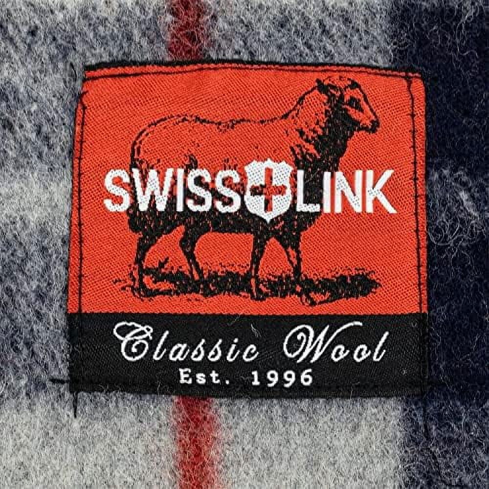 military surplus 90 x 62 inch insulating indoor outdoor stain, flame, and water resisting classic wool plaid washable blanket, blue gray