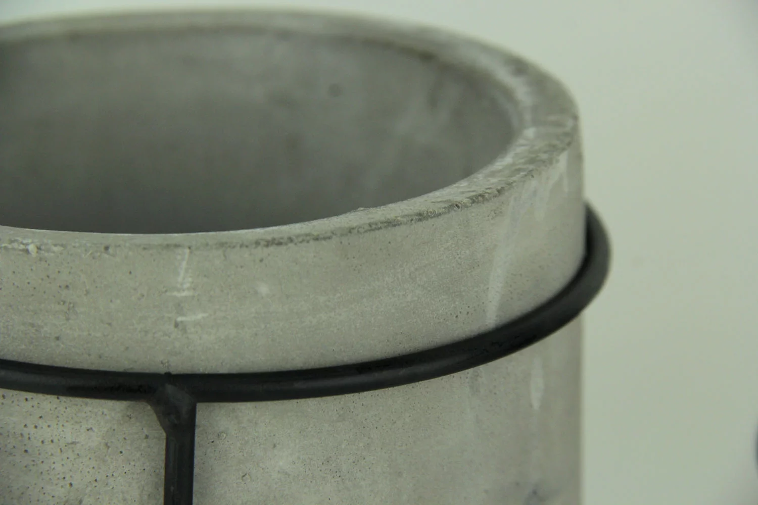 Gerson Modern Cement Planters in Black Metal Stands Set of 2