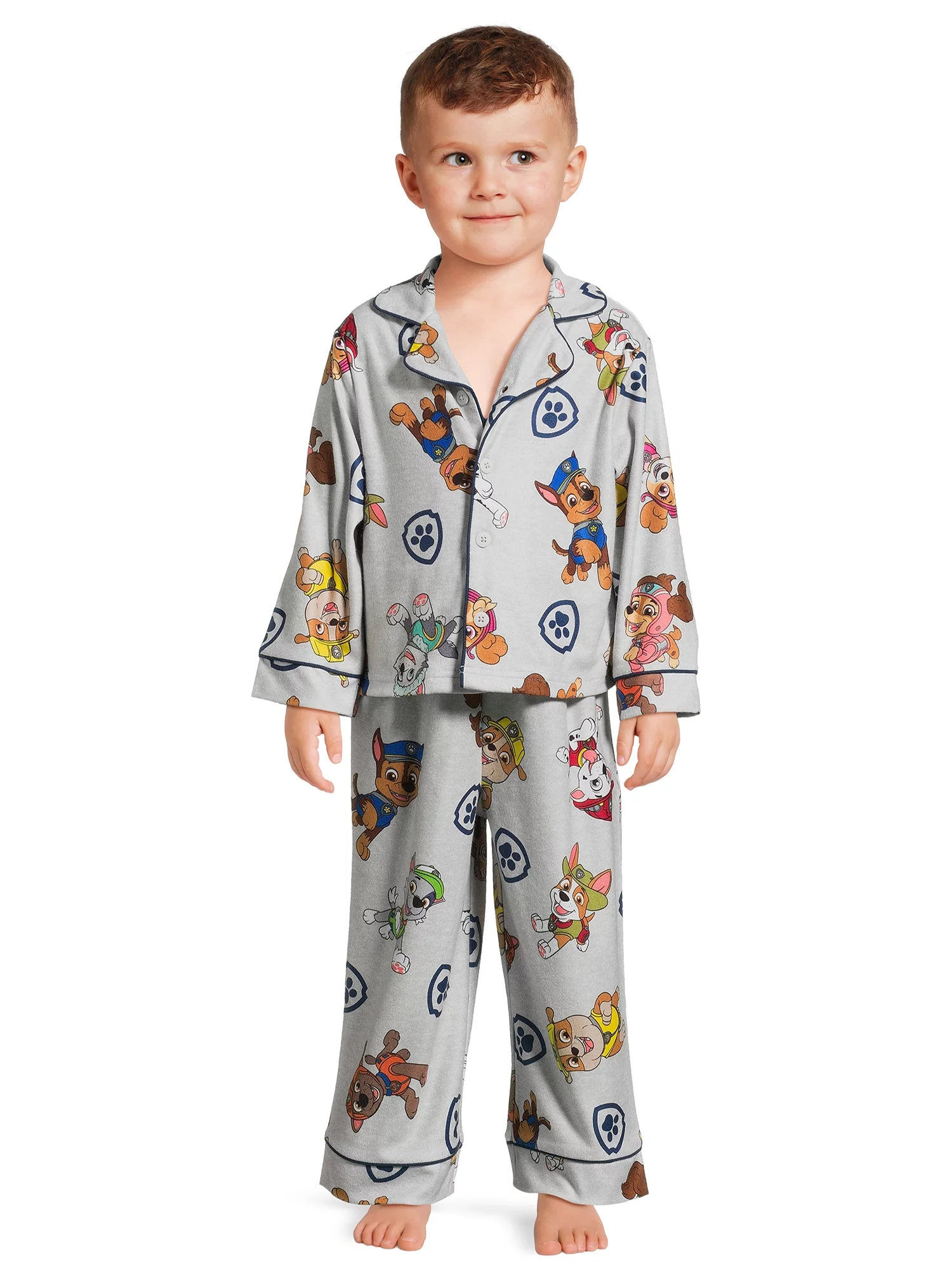 Paw Patrol Toddler Long Sleeve Button Down Top and Bottoms Pajama Set, 2-Piece, Sizes 2T-5T, Exclusively sold at Walmart!
