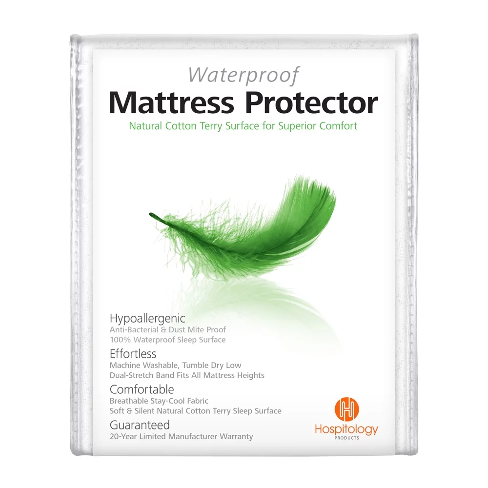 Hospitology Waterproof Natural Cotton Fitted Mattress Protector Twin XL 38