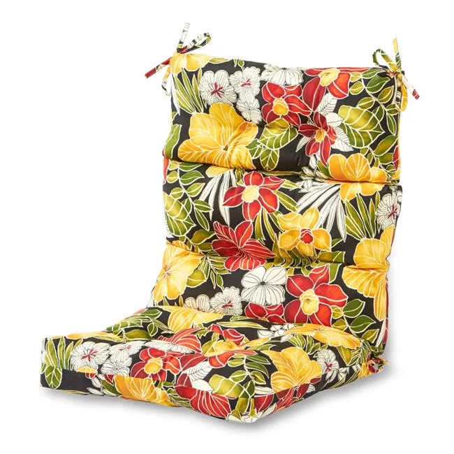 Greendale Home Fashions AZ6809S2-ALOHA-BLACK 44 x 22 in. Outdoor High Back Chair Cushion, Aloha Black - Set of 2