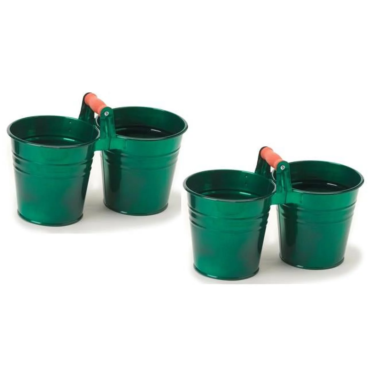 Houston International Trading 8122E GG S-2 Enameled Galvanized Double Planter - Set of 2