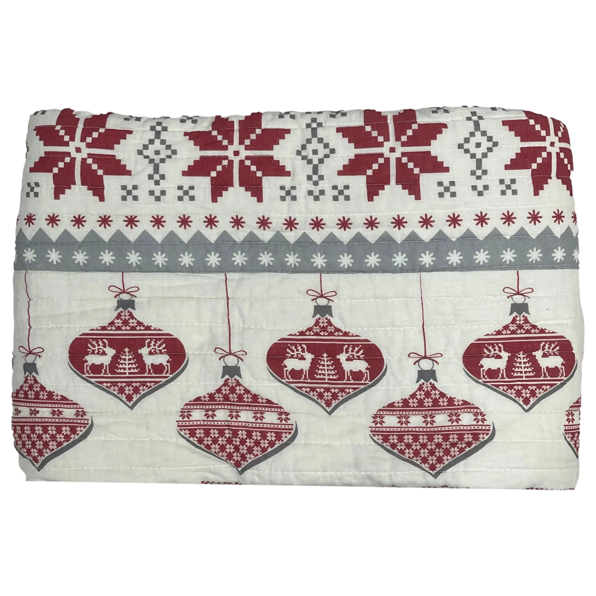 Levtex Home Nordic Fairisle Christmas Quilted Throw Blanket, 50x60 Reversible