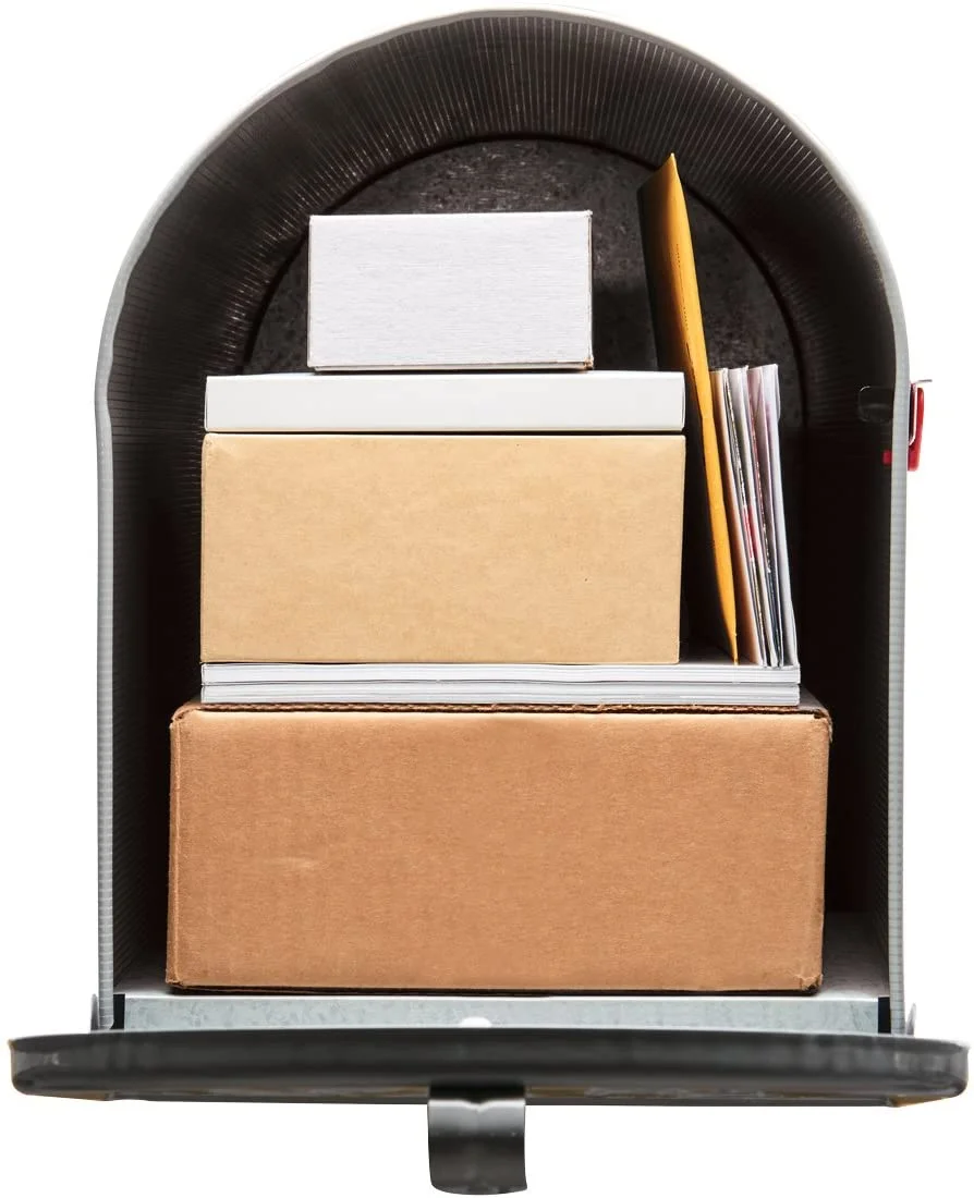 AUCHI  Stanley Extra-Large Capacity Galvanized Steel Grey, Post-Mount Mailbox, ST200000