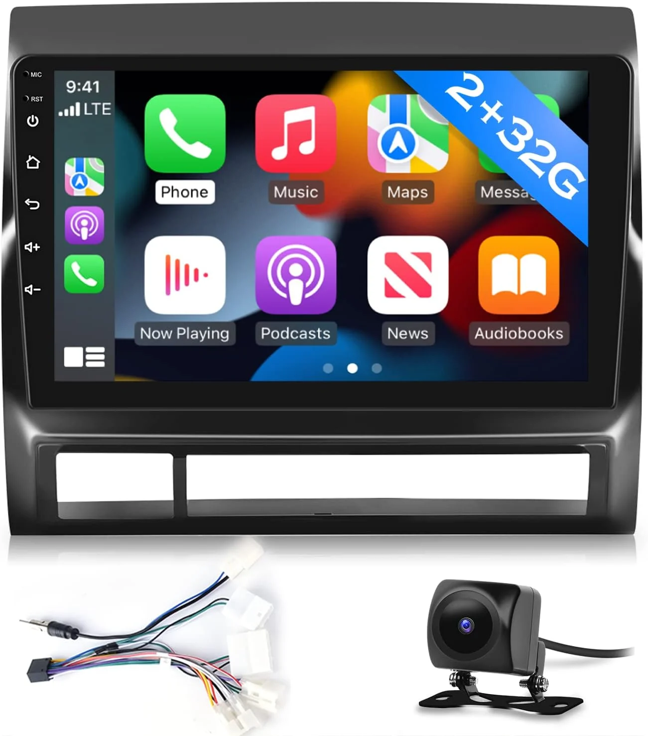 THONZER Android Car Stereo with JBL Harness for Toyota Tacoma 2005-2013, 9 inch Touchscreen Radio with Carplay & Android Auto/Hi-Fi + Backup Camera + Mic
