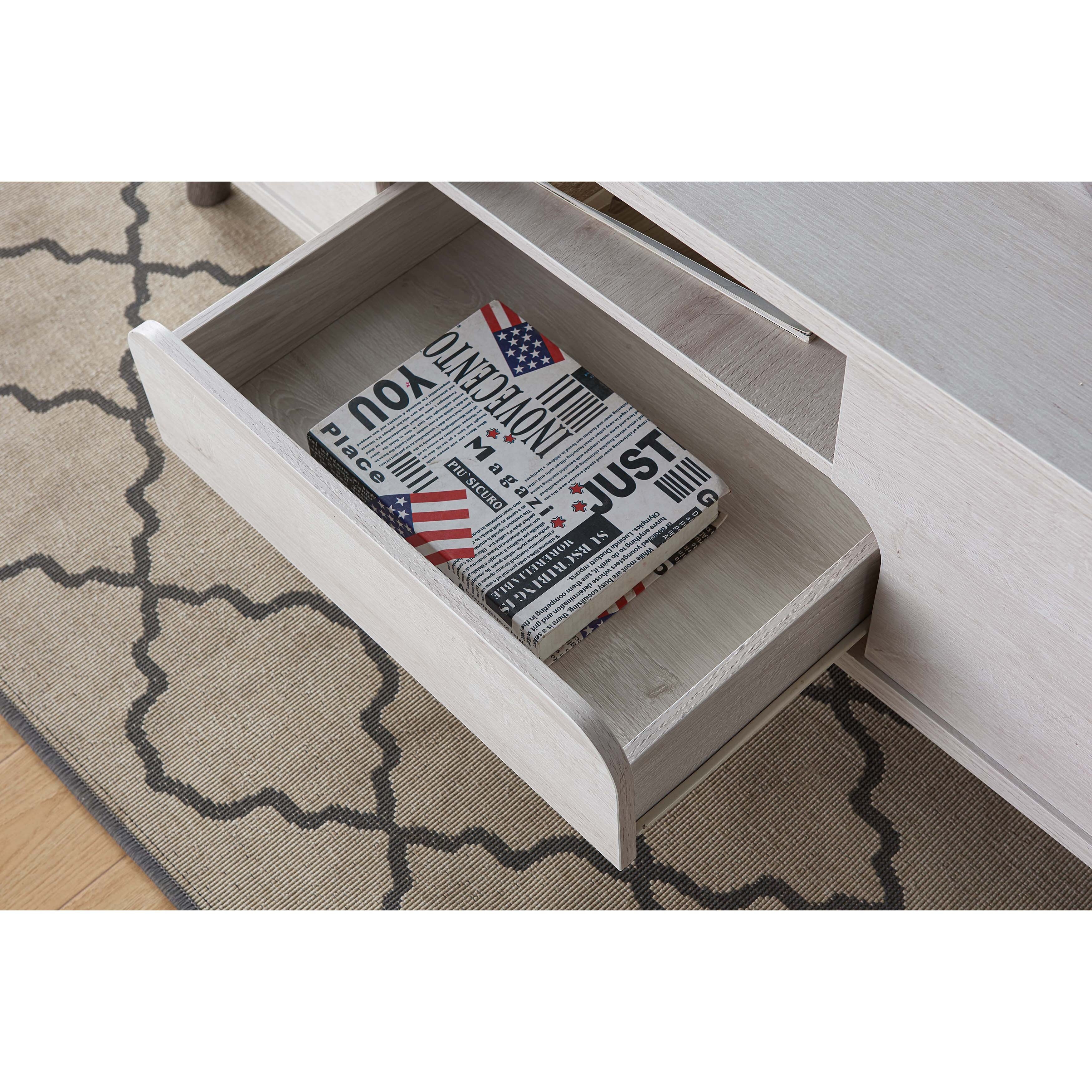 Furniture of America Mankx Mid-Century Modern White 47-inch 3-Shelf Coffee Table by