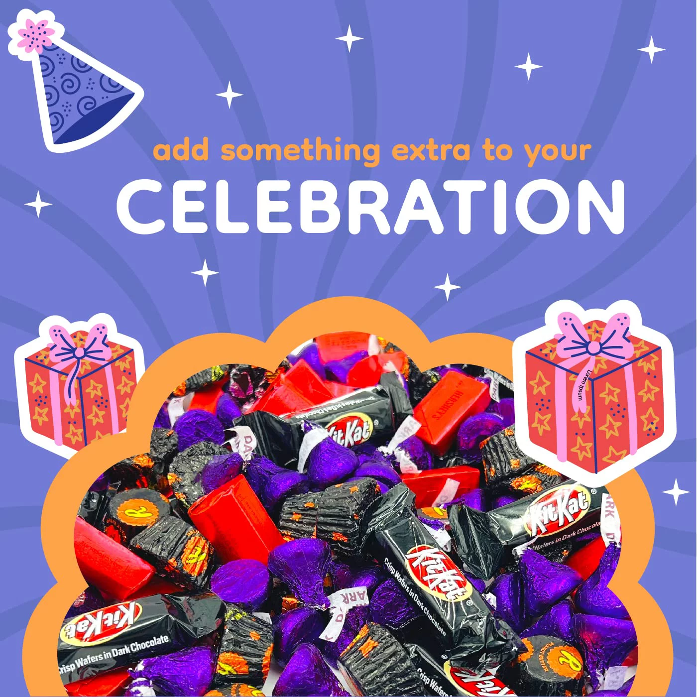 Dark Chocolate Candy Variety Mix - HERSHEY'S KISSES, KITKAT, NUGGETS Truffles, ReesesCups (4 Pound Bag - Approx. 160 Count)