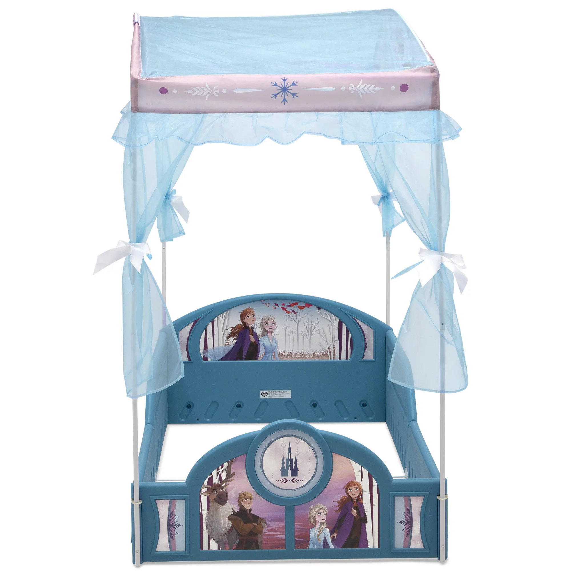 Disney Frozen II Plastic Sleep and Play Toddler Bed with Canopy by Delta Children