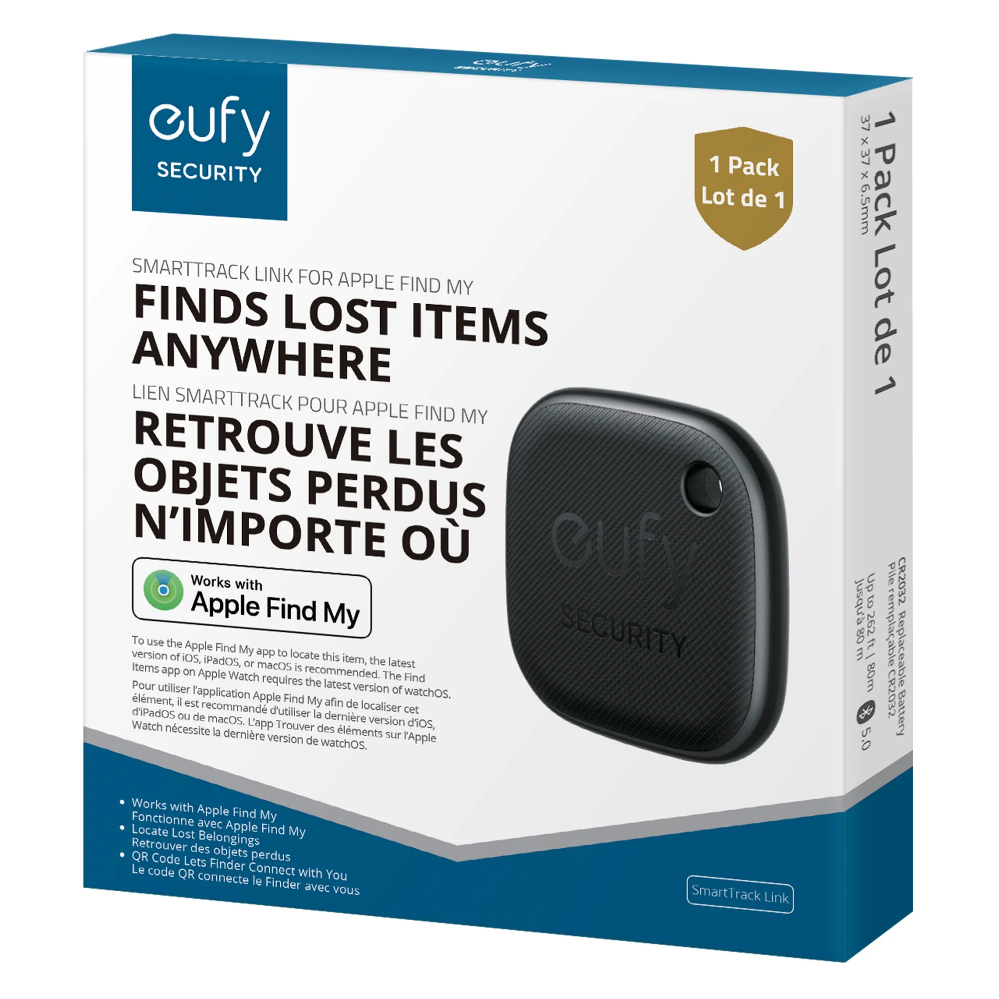 eufy Security SmartTrack Link, 2-Pack, iOS Only, E87B0011-4, Black, New
