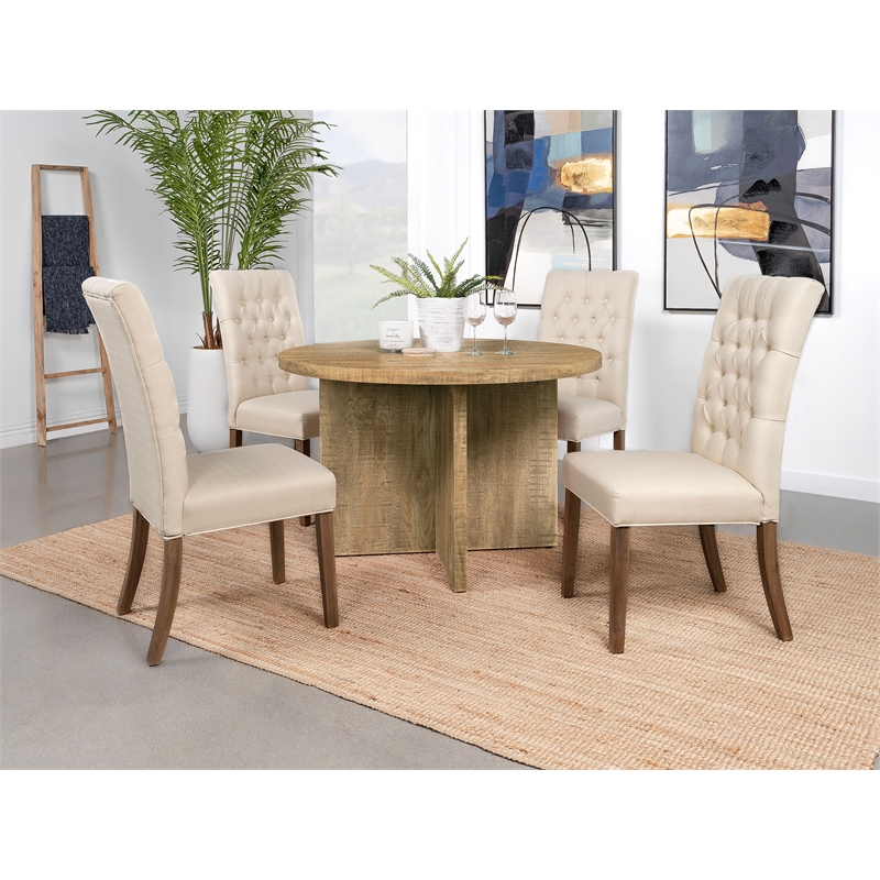 Pemberly Row Modern Round Engineered Wood Dining Table Mango Brown