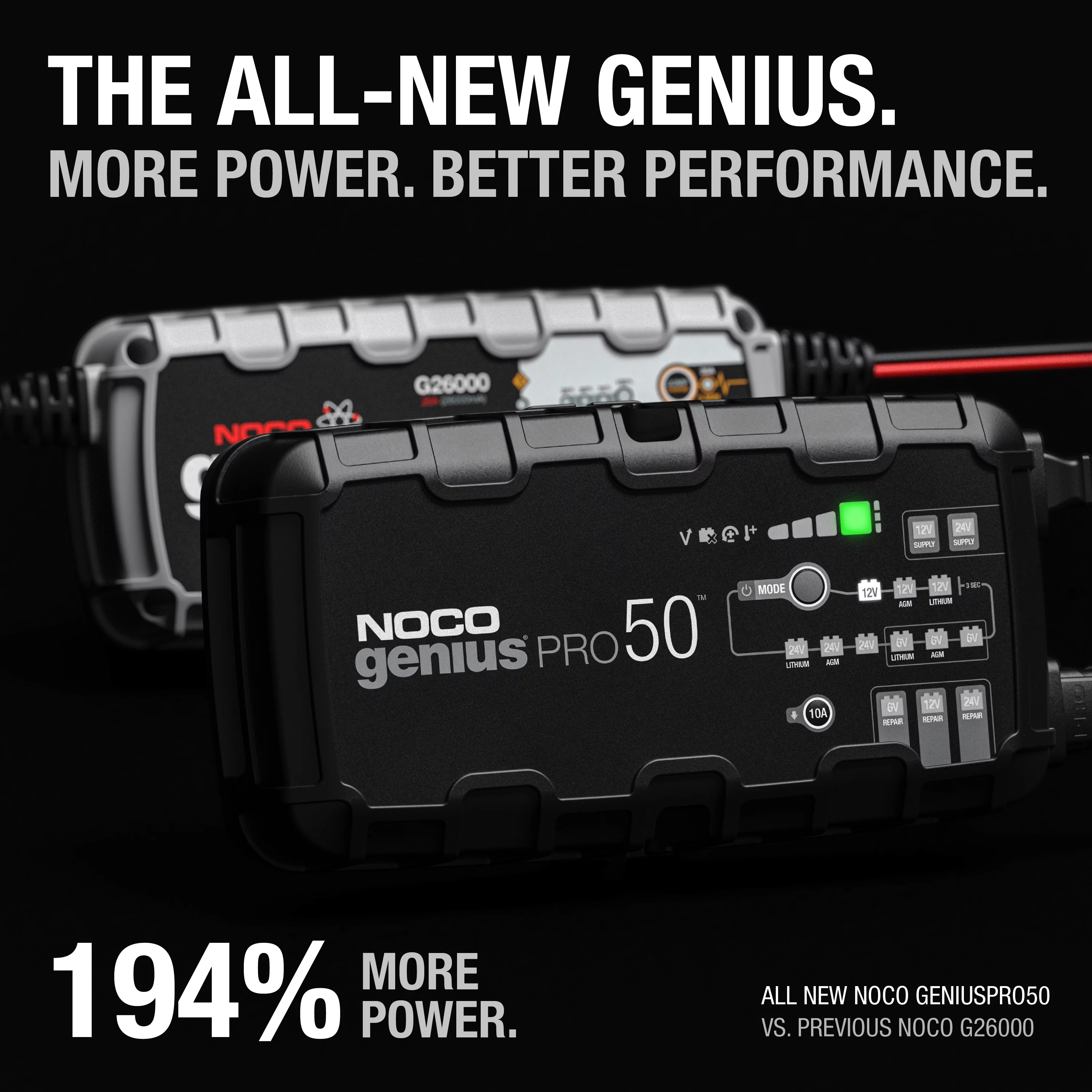 NOCO GENIUSPRO50 50A 6V/12V/24V Professional Smart Battery Charger and Maintainer