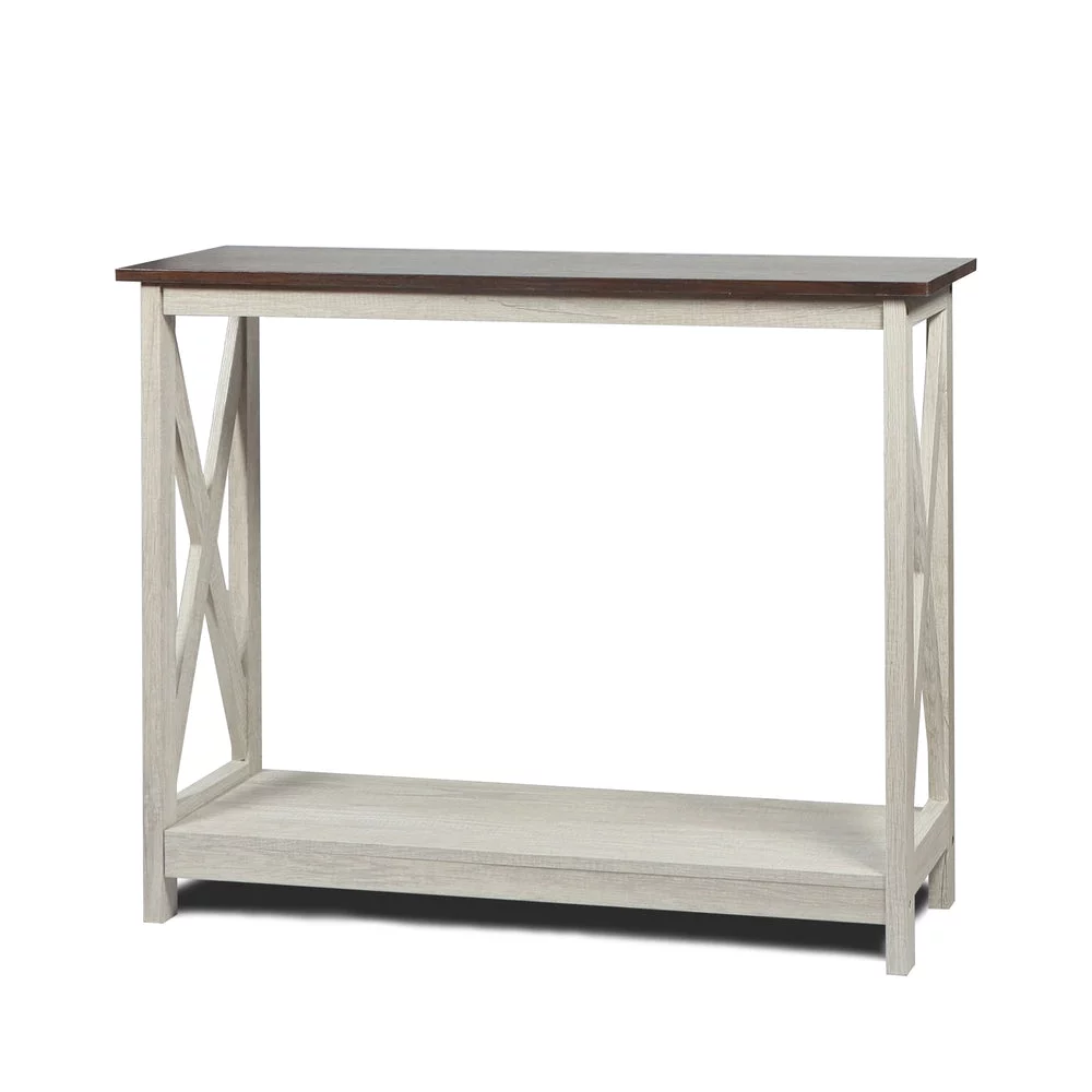 Farmhouse Wood Console Table with 2-Tier Storage, 39 inches, Sargent Oak/Dark Walnut