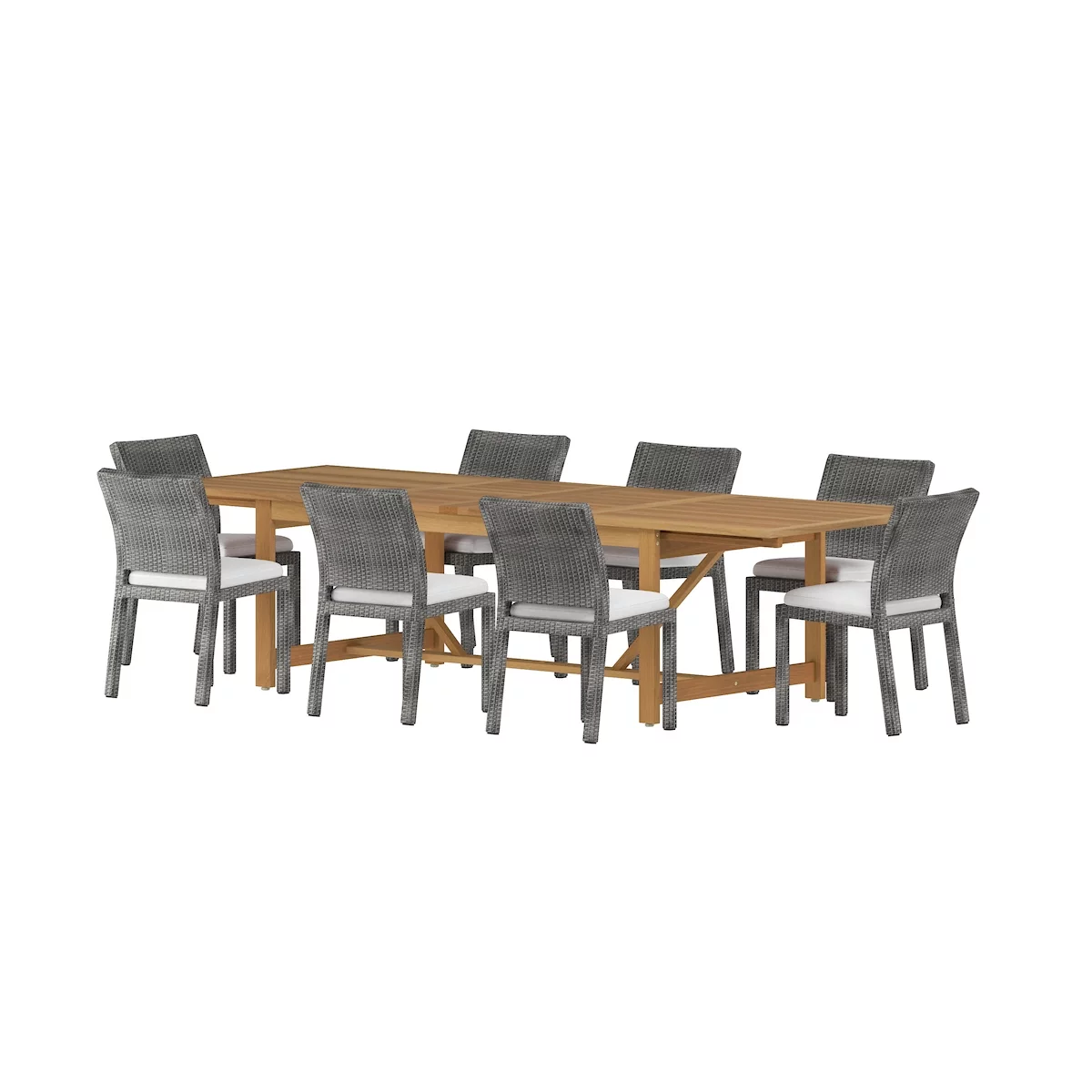 Amazonia Belfast Teak Finish 9 Pieces Extendable Rectangular Patio Dining Set