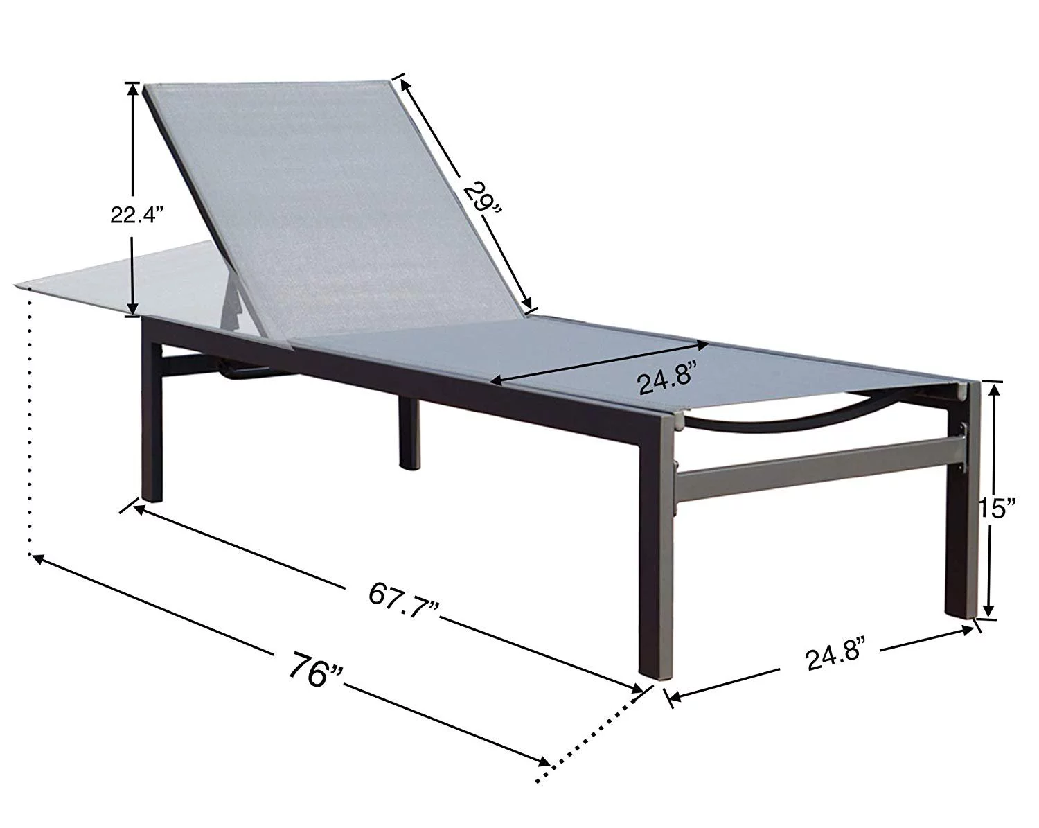 Kozyard 	Aluminum Patio Reclinging Adustable Chaise Lounge ( Grey )