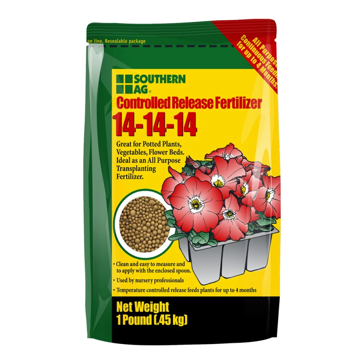 Controlled Release Fertilizer 14-14-14 - Feeds Plants For Up To 3 Months - 1 lb Bag by Southern Ag