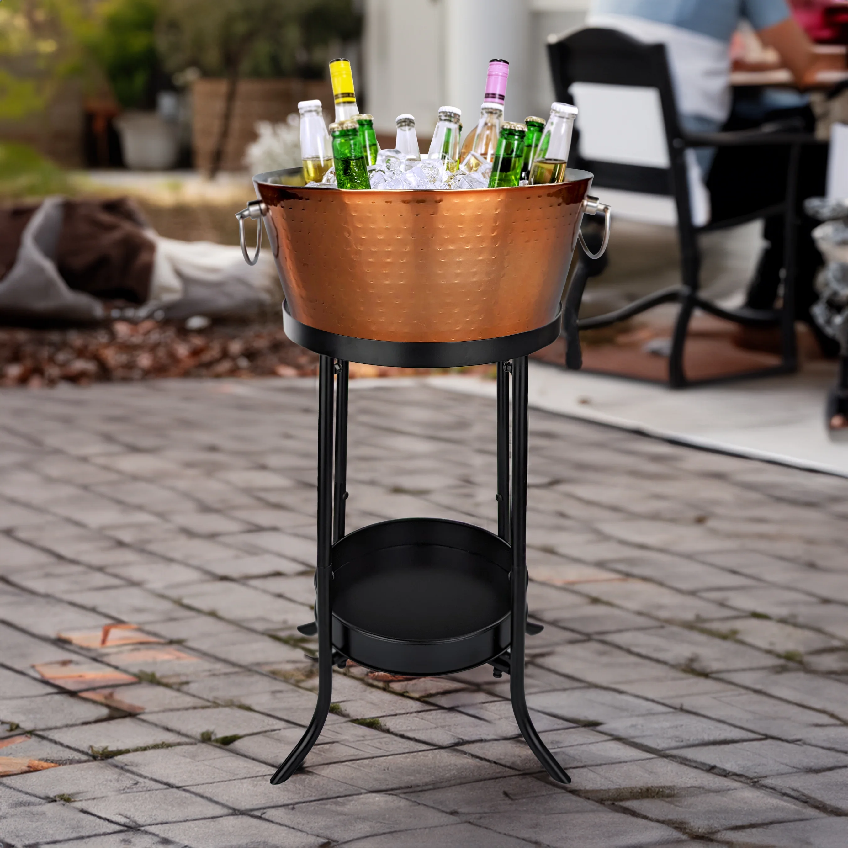 BREKX Rose Copper Stainless Beverage Tub with 26-inch Iron Stand (Model AnchRCSTANDx2)