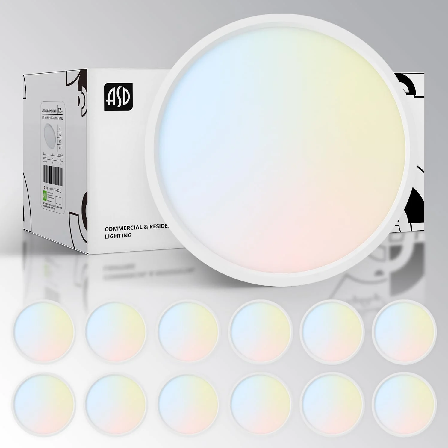 RUO 4 Pack 12 Inch LED Flush Mount Ceiling Light - Ultra Thin Dimmable 24W 1905LM Round Flat Lights, 3000K-5000K Adjustable Low Profile White Fixtures for Bedroom, Kitchen, Closet - ETL & Energy Star