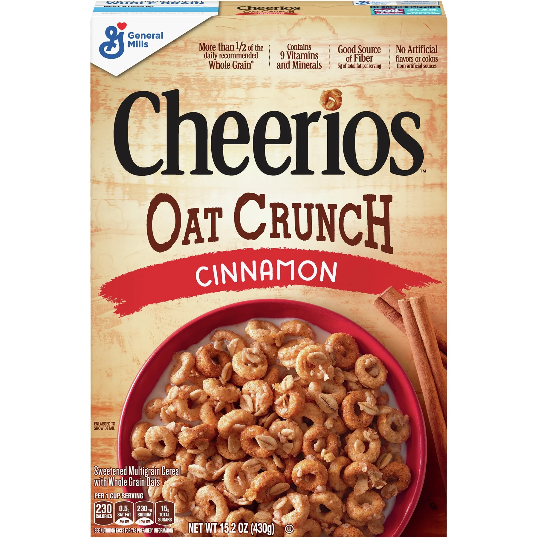Cheerios Cinnamon Oat Crunch Cereal, 15.2 oz