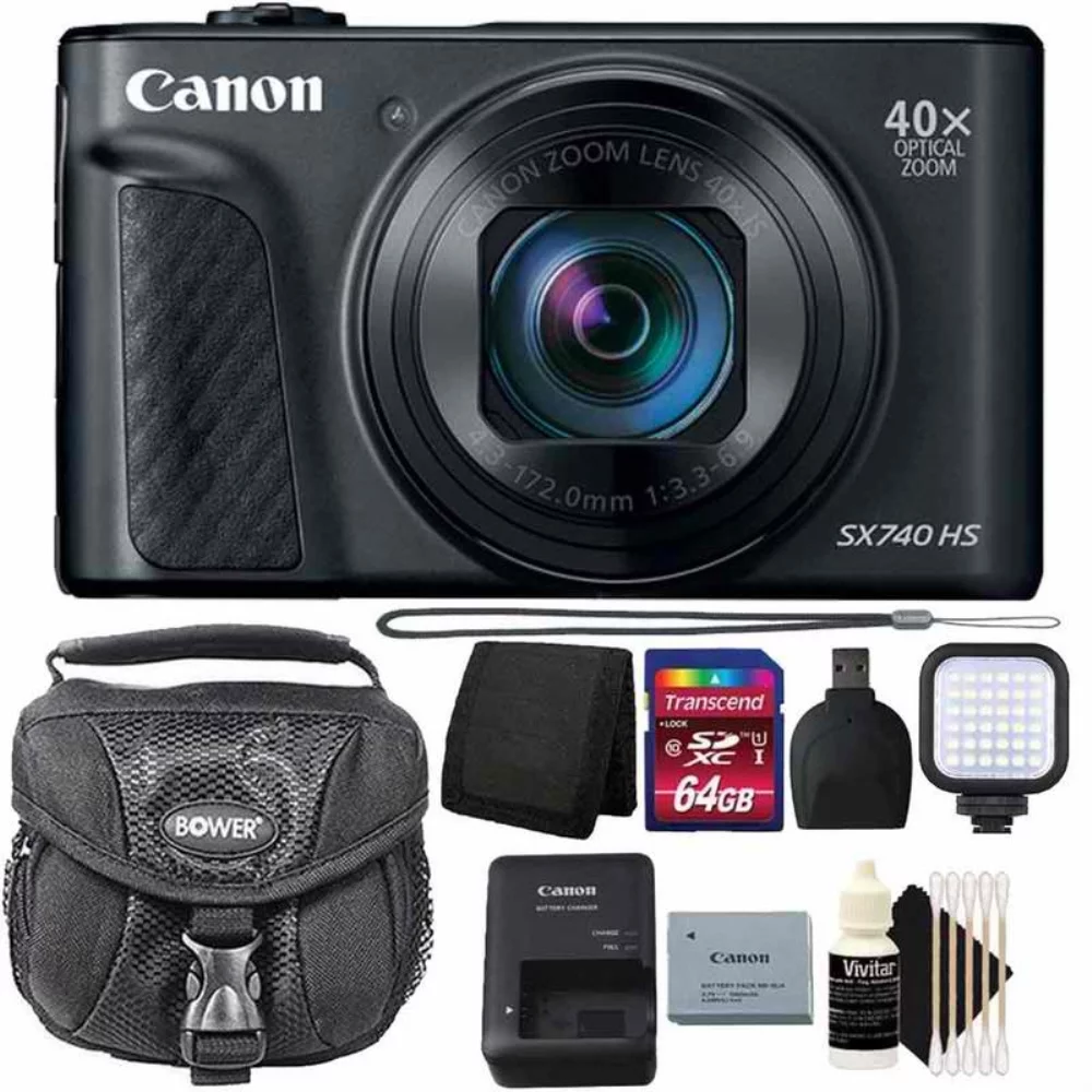 Canon PowerShot SX740 HS Digital Camera 40x Optical Zoom with 64GB PRO Kit Black