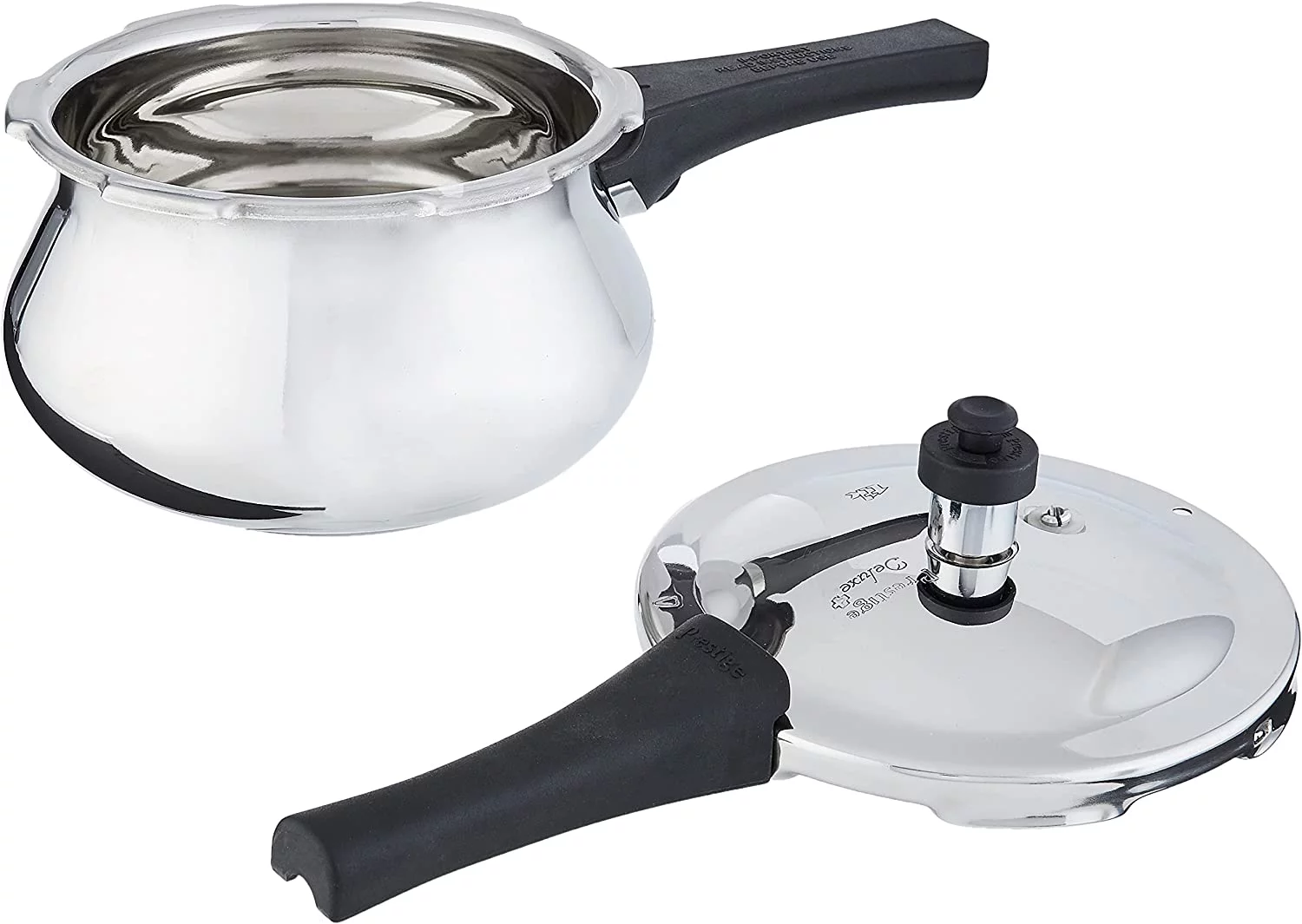 Prestige Deluxe Stainless Steel Mini Handi Pressure Cooker, 3.3-Liter