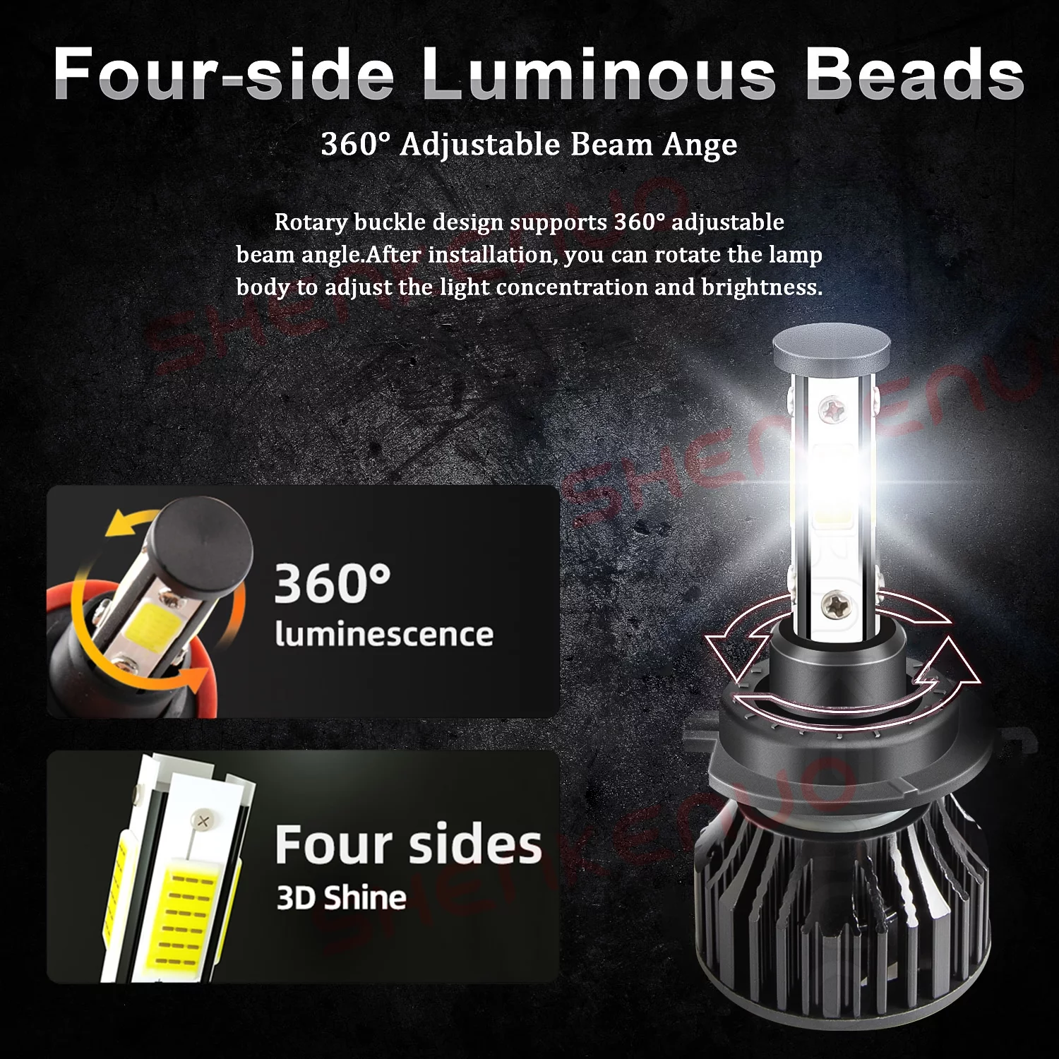 For 2017-2018 Kia Forte LED Headlight Bulbs 4-side 9005 H7 High Low Beam H11 Fog Lights 6x Bulbs Combo