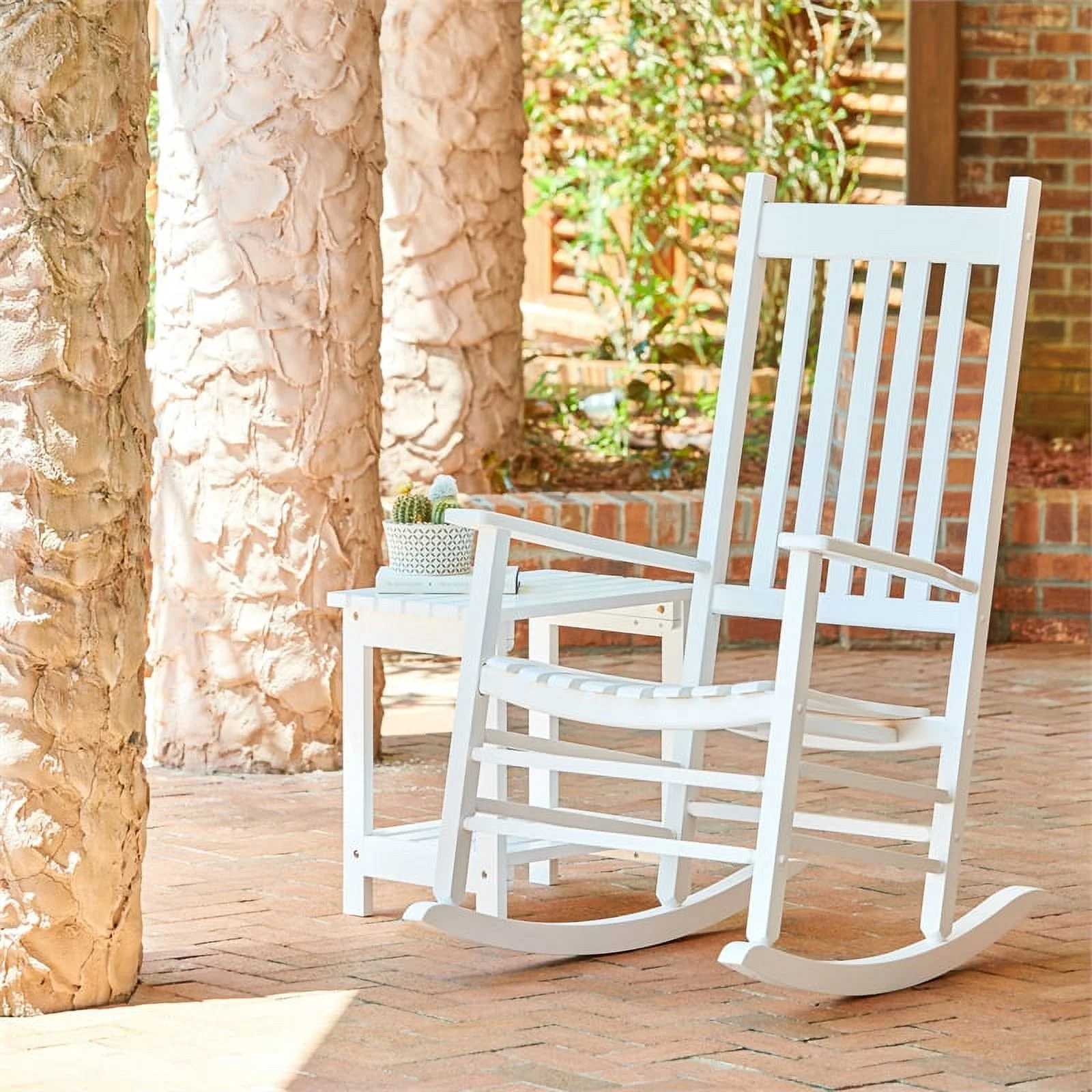 Shine Company Traditional Hardwood Indoor/Outdoor Porch Rocker in White