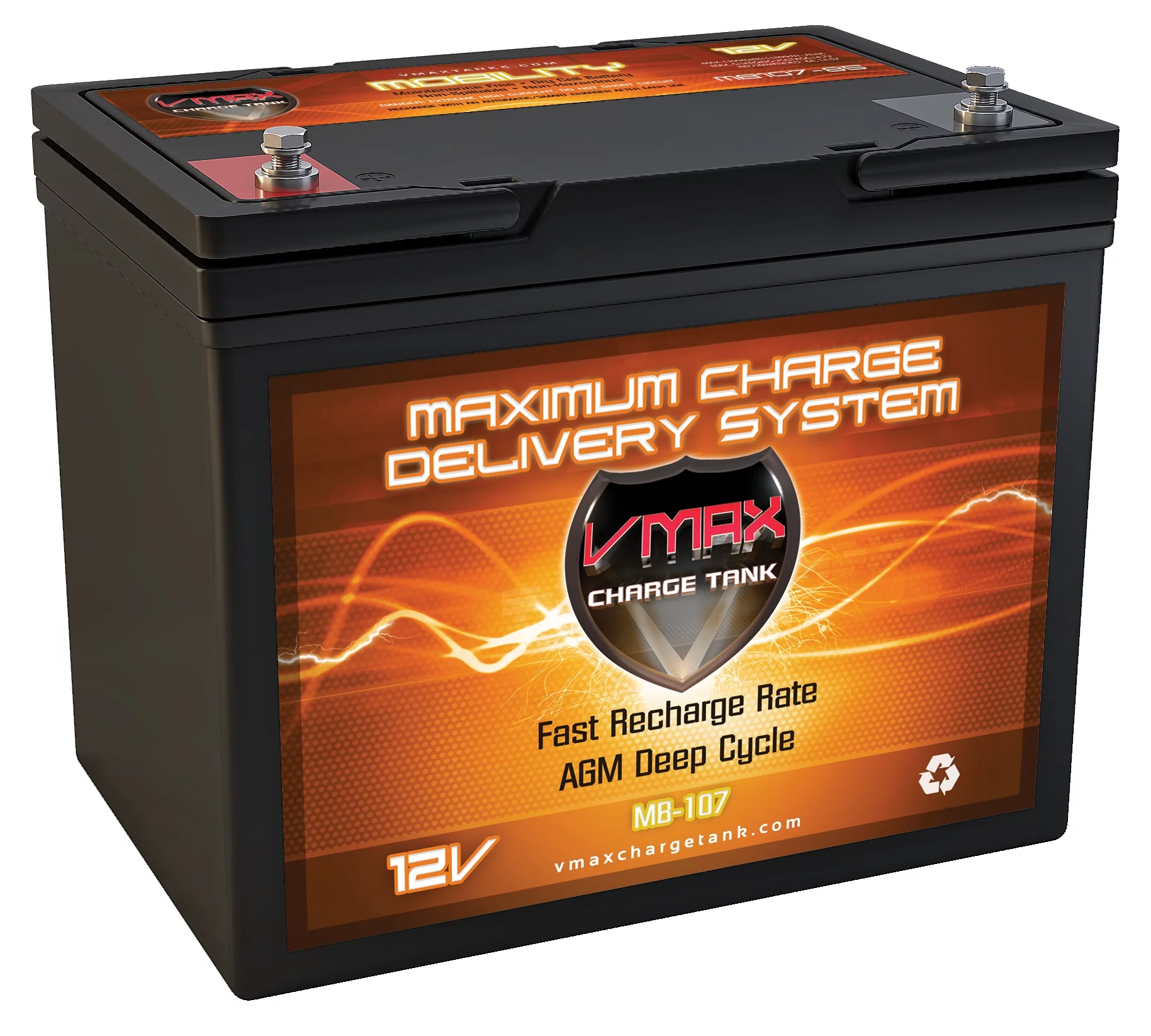 VMAX MB107-85 AGM Group 24 Deep Cycle Battery Replacement for Dynasty C&D Dynasty DCS-75BT 12V 85Ah Wheelchair Battery