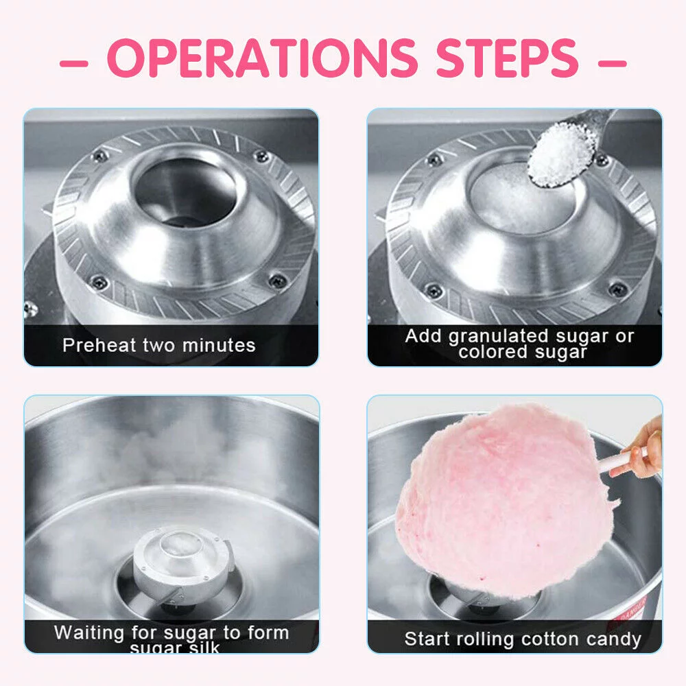 Datingday Cotton Candy Maker 1500 W Large Commercial Cotton Candy Machine Fashion Min Commercial Sugar Equipment Electric Candy Floss for Kids Birthday Family Party Charity Activities