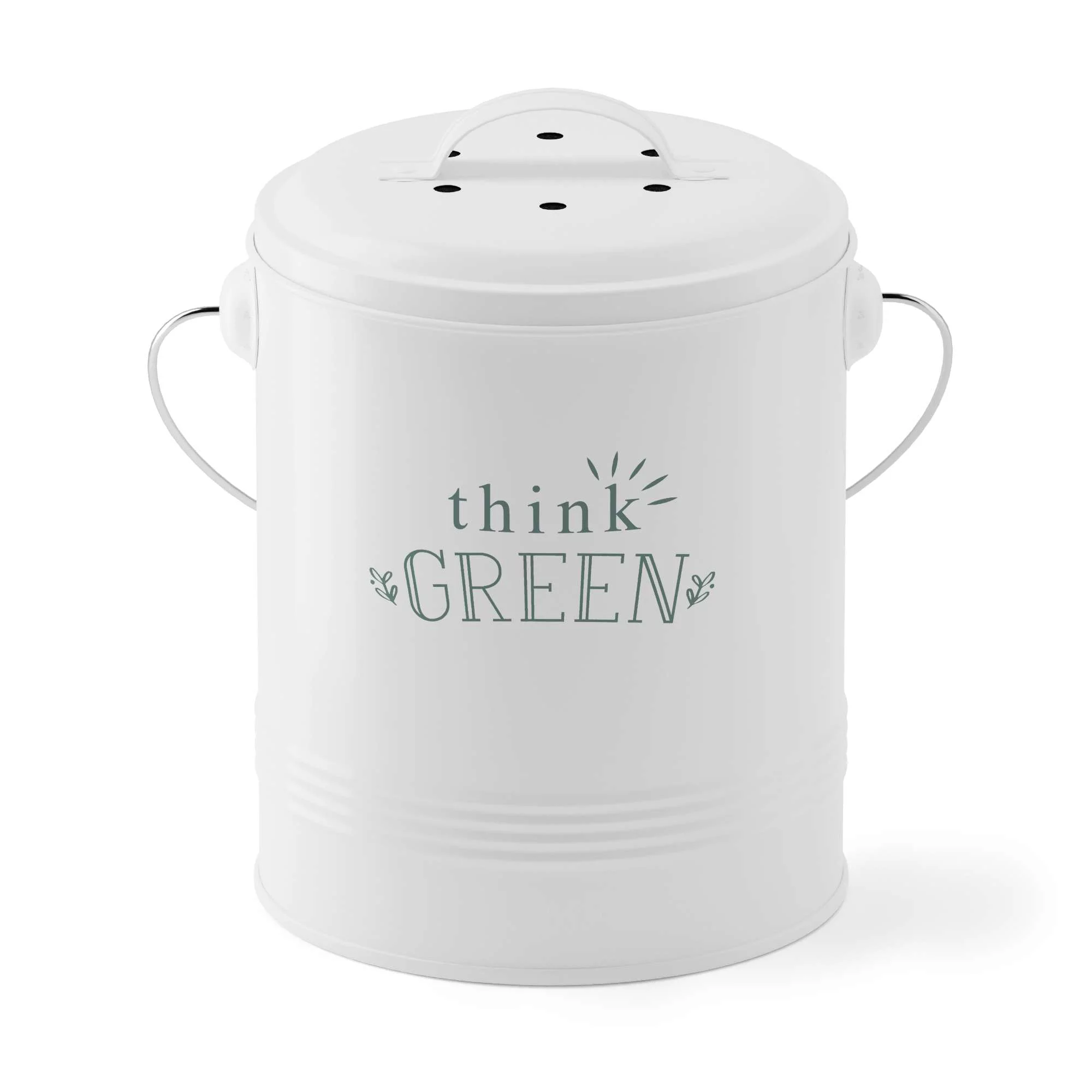 Barnyard Designs Kitchen Compost Bin Kitchen Counter Indoor Compost Bin, Countertop Compost Bin with Lid, Composting Bin Food Waste Composter Bin Cycler Bucket with Filter, 1.2 Gallon 7”x9.5”, White