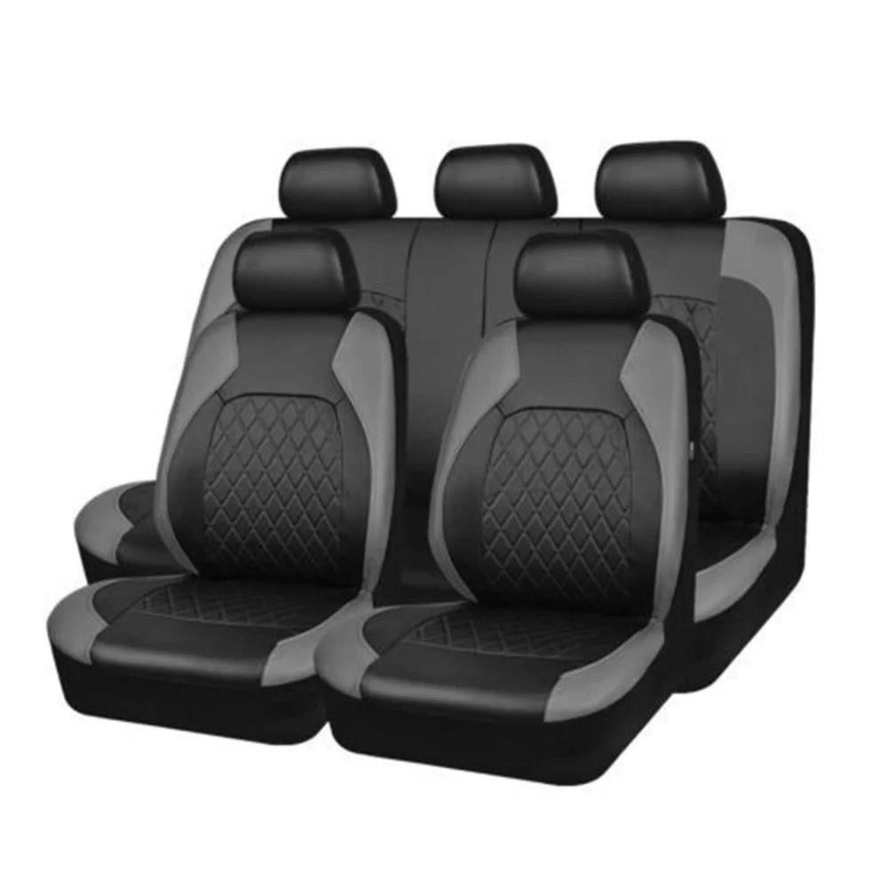 Apexeon Car Seat Covers, Universal PU Leather Protector, Full Set Interior Accessories, 9 Pieces, for Car SUV Vehicle