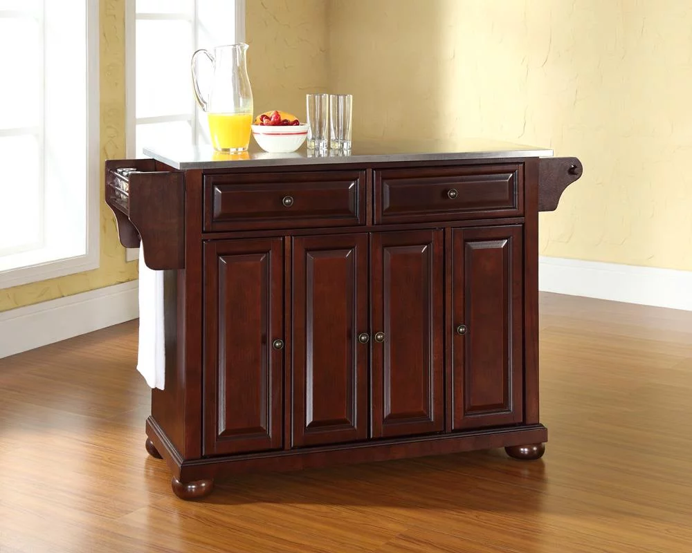Crosley Furniture Alexandria Wood Kitchen Island in Mahogany