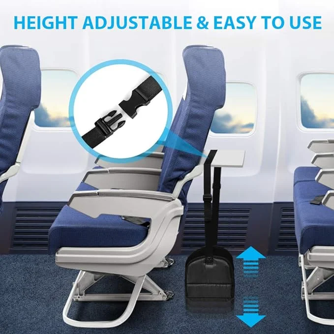Airplane footrest made of high quality memory foam - Airplane travel foot hammer, collision-free foot hammock and portable airplane leg rest provide relaxation and comfort on long flights.