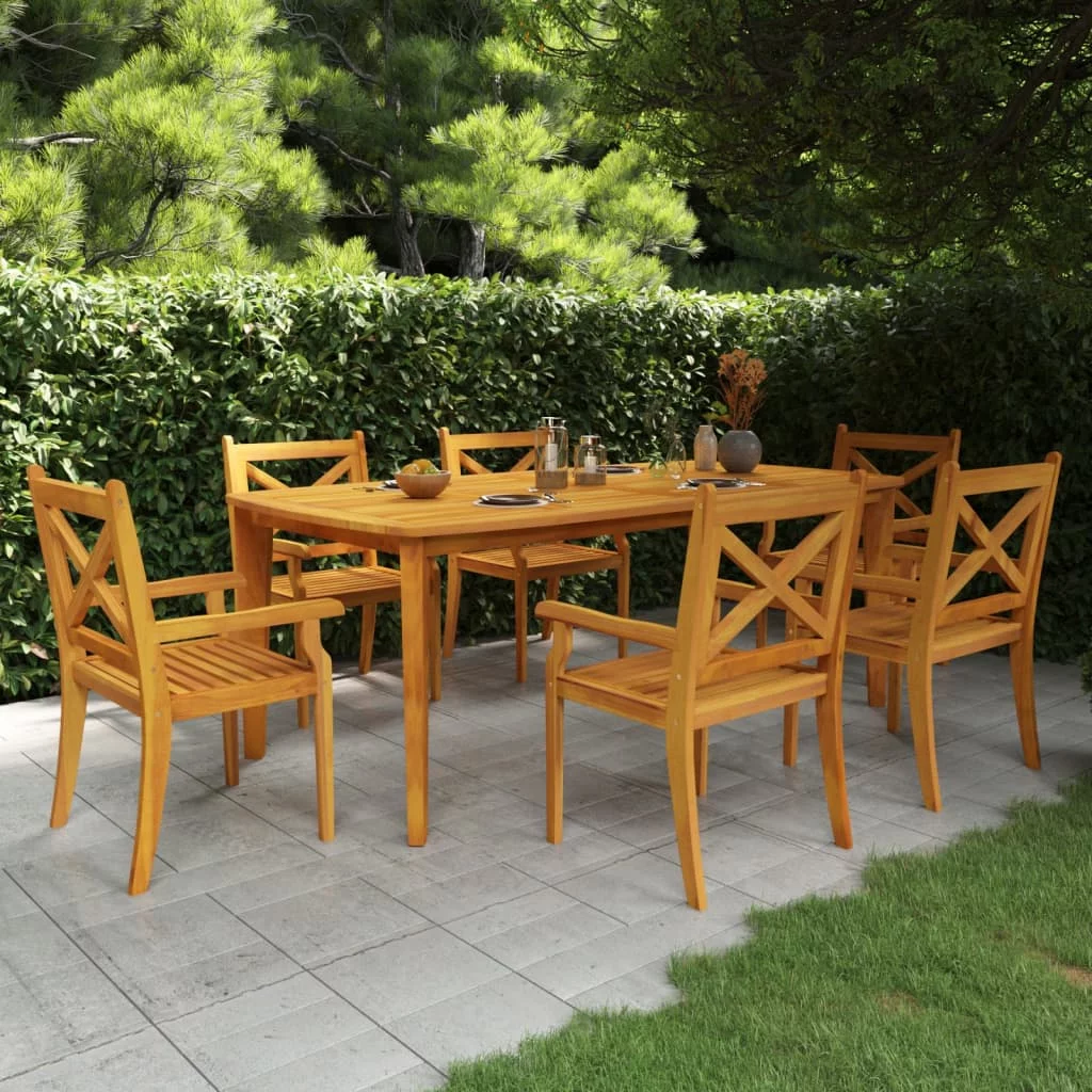 Aibecy 7 Piece Patio Dining Set Solid Wood Acacia