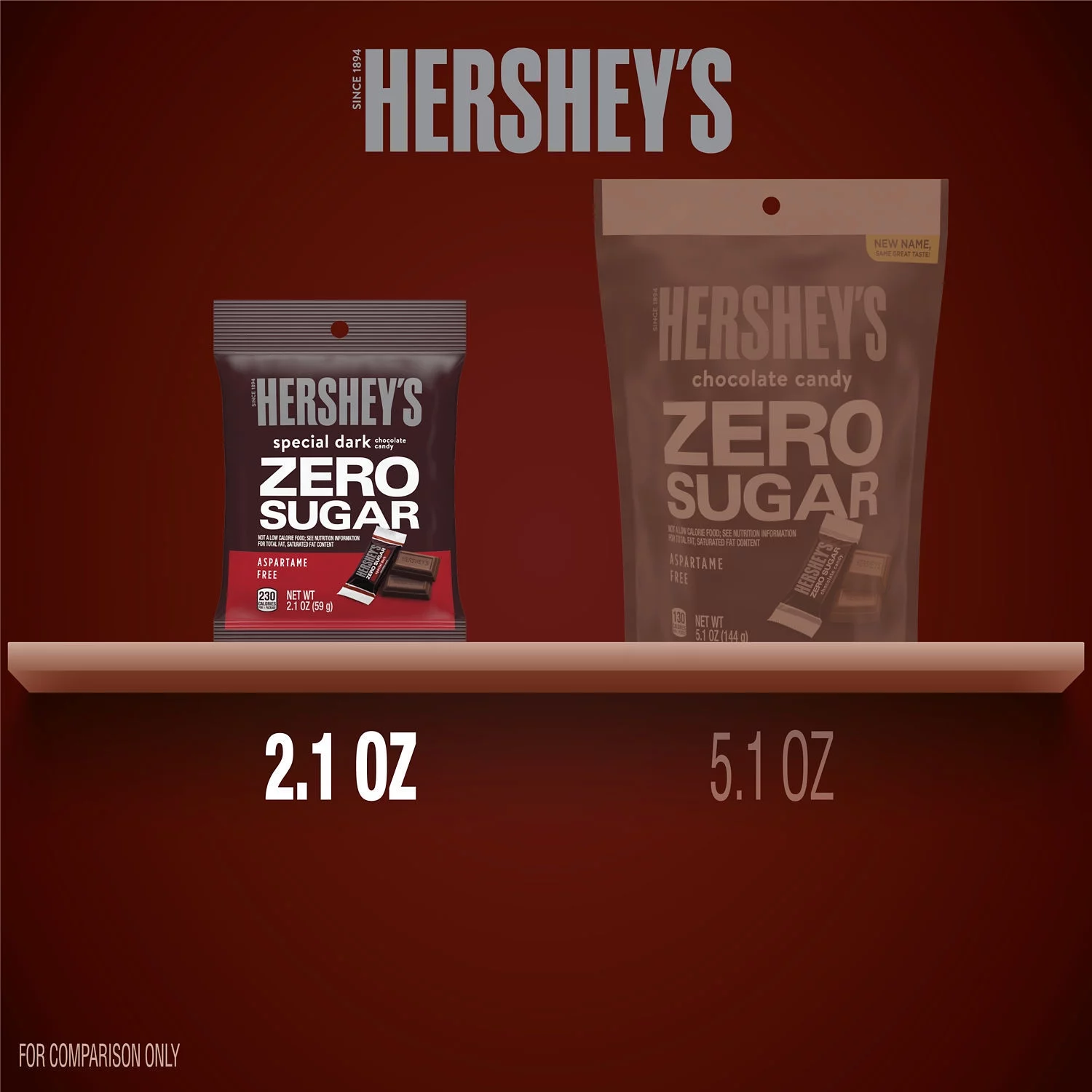 Hershey's Special Dark Zero Sugar Chocolate Candy, Bag 2.1 oz