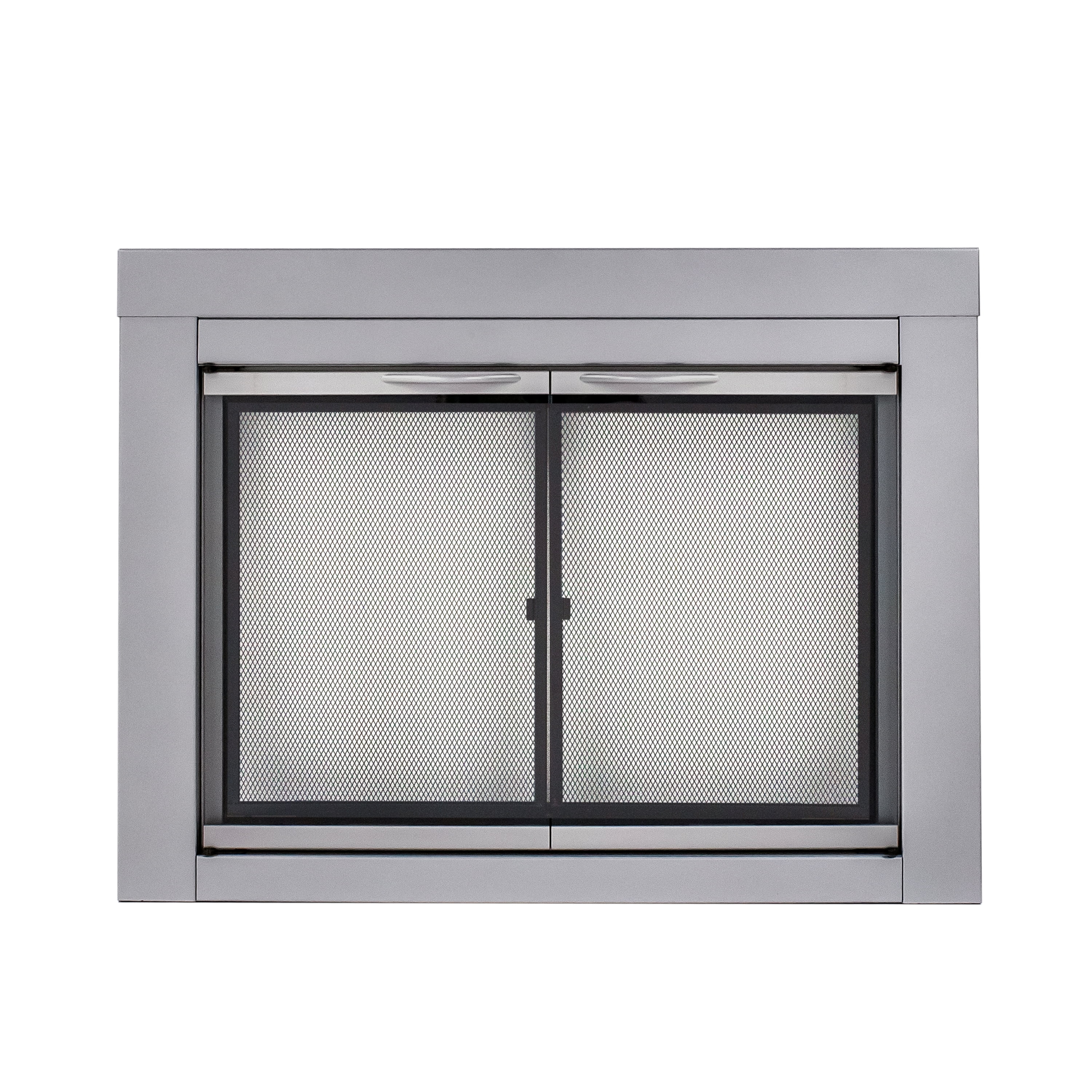 Pleasant Hearth Alpine Collection Fireplace Glass Door, Skyline Nickel - Small