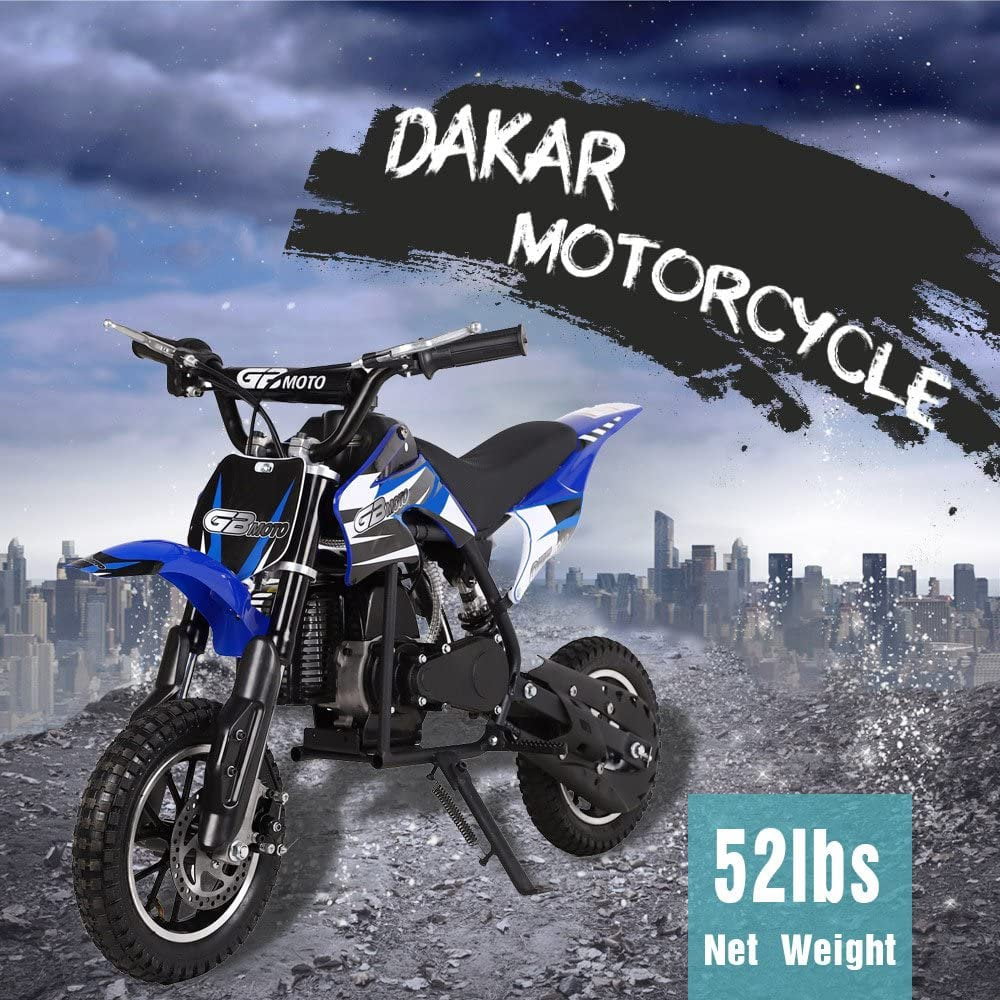 Kids Mini 50CC Gas Dirt Bike, 2 Stroke Ride on Bike with Off-Road Tire, Shocks, Pull Start, Oil Mixed Required, Support Up to 165lbs,Max Speed 20Mph, Age 8+
