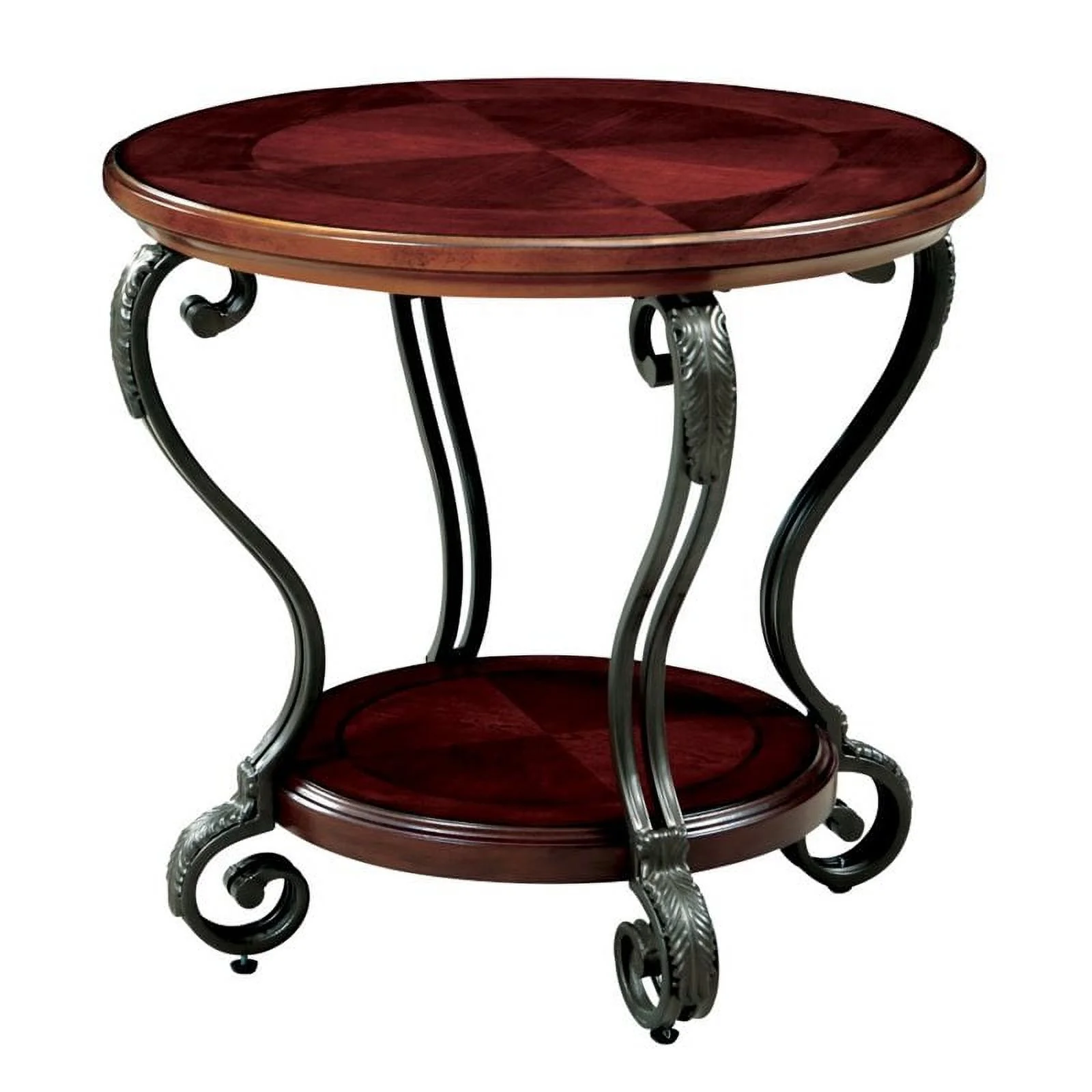 Home Square Azea Traditional Wood 1-Shelf End Table in Brown Cherry - Set of 2