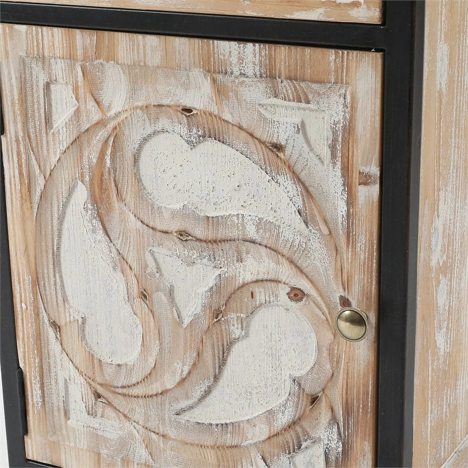 Luxen Home Engineered Wood & Metal Side Tables in Black/White/Brown Set of 2