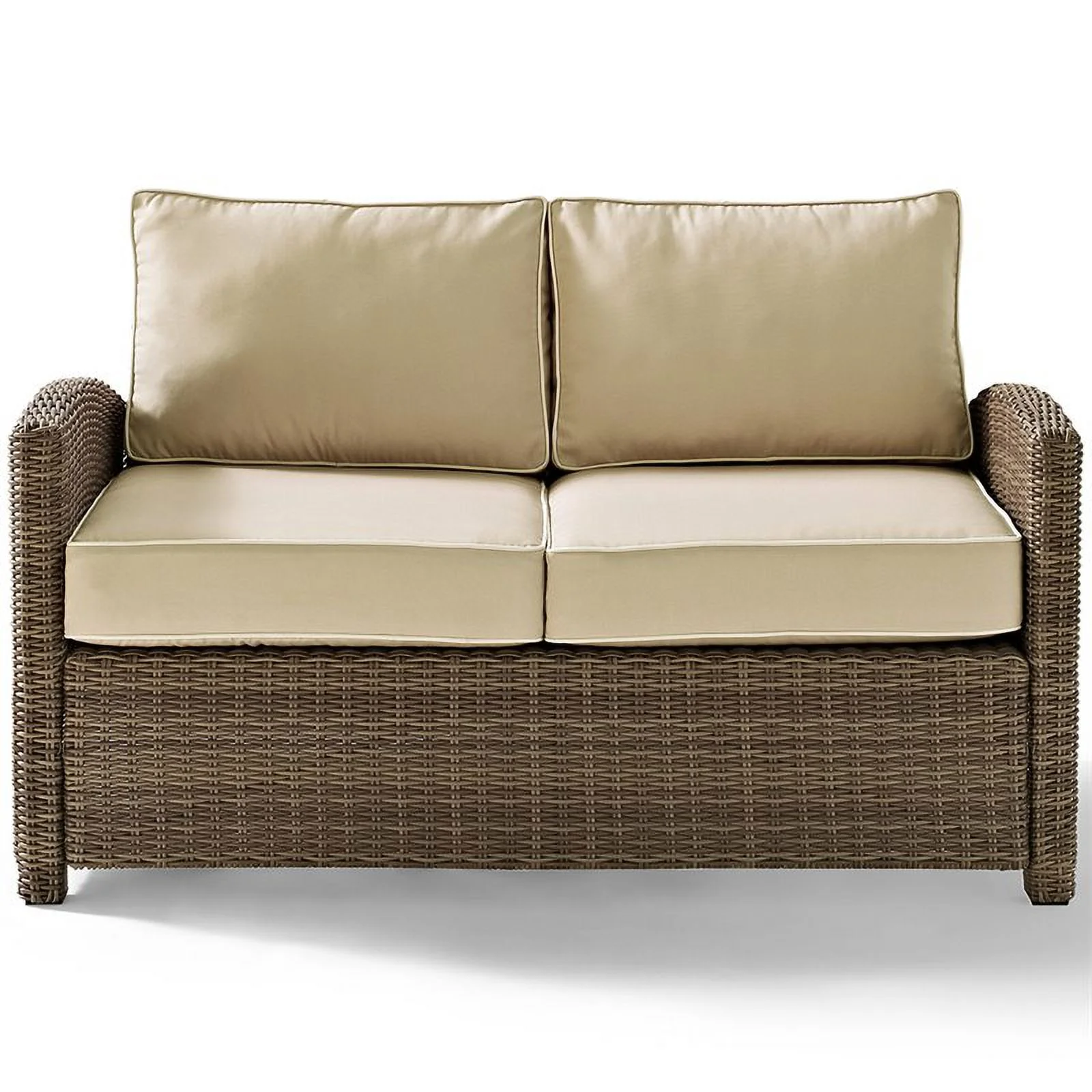 Afuera Living 3 Piece Wicker Patio Sofa Set in Brown and Sand