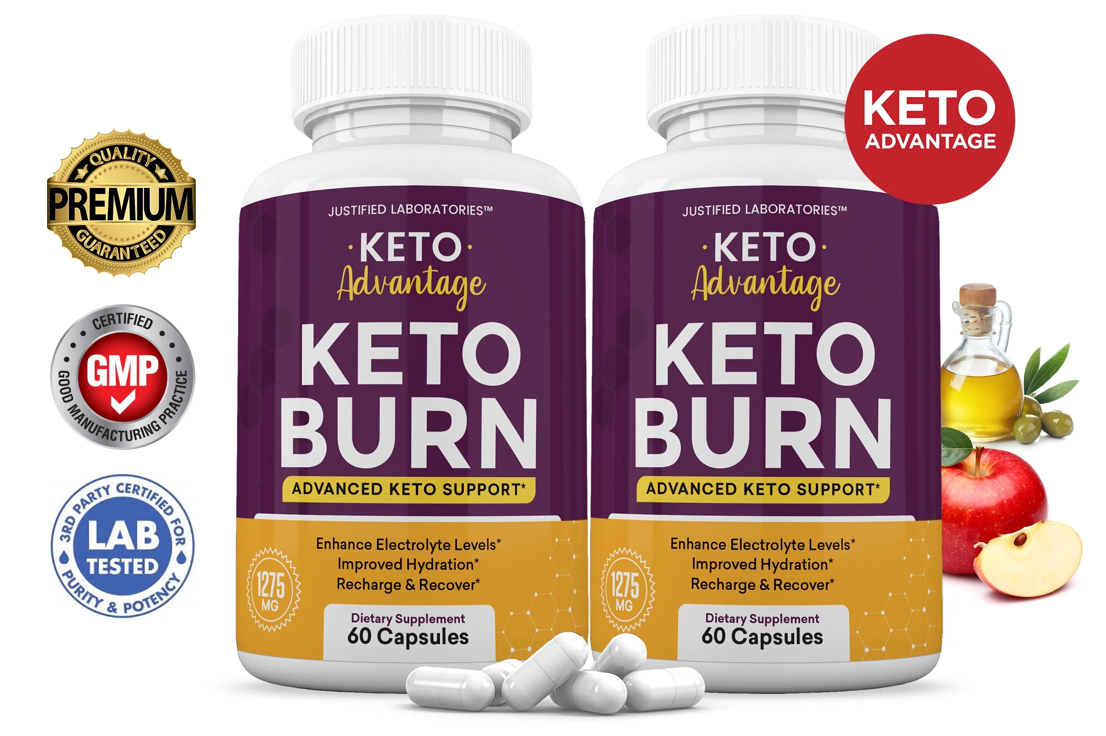 (2 Pack) Keto Advantage ACV Pills 1275mg Alternative to Gummies Dietary Supplement 120 Capsules