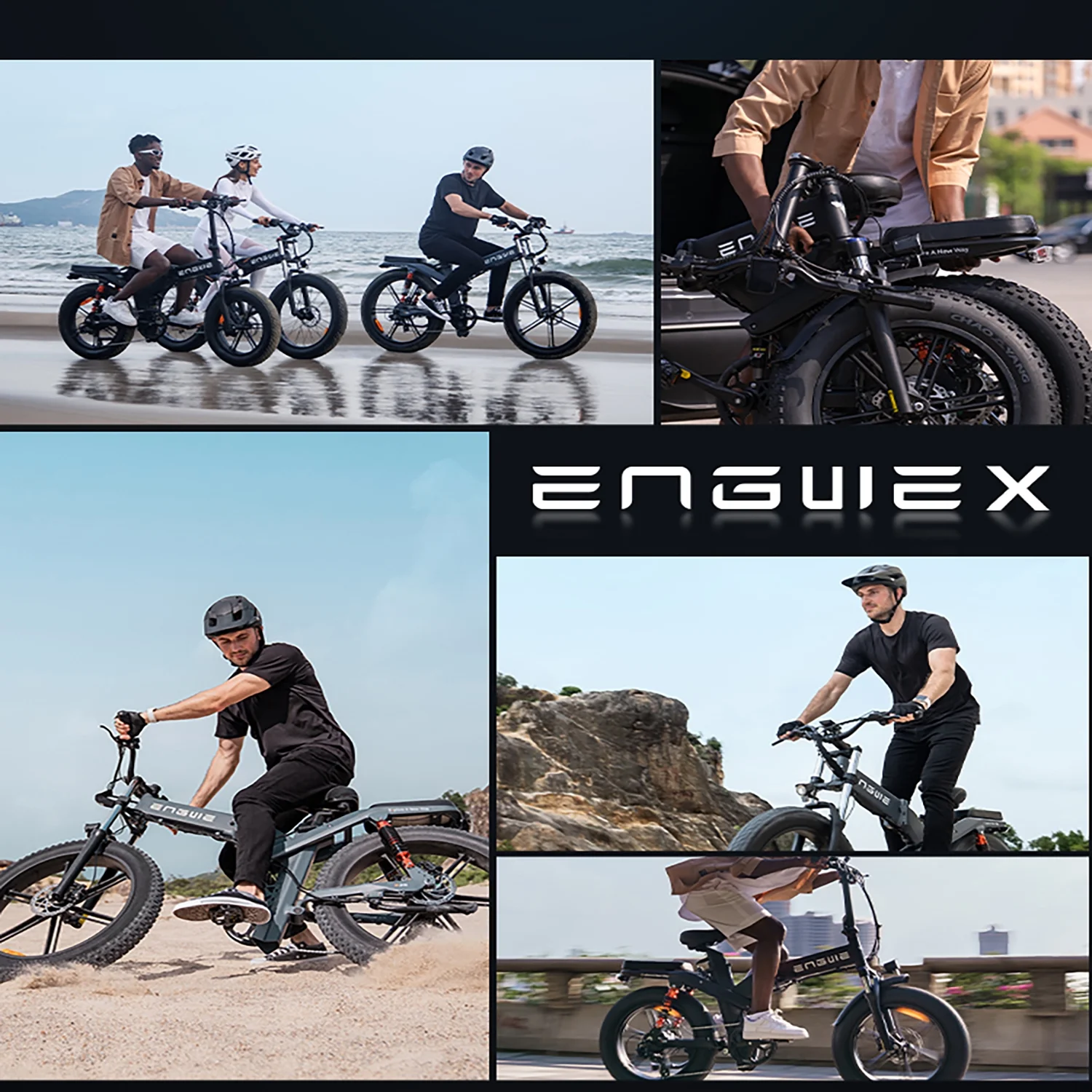 ENGWE X24 Folding Electric-Bike Adults-，1200W Peak ,29.2A Dual Batteries ENGWE-Ebike 24'' Fat Tire  Electric Mountain Bike, 8-Speed Triple Suspensions All-Terrain (Black)
