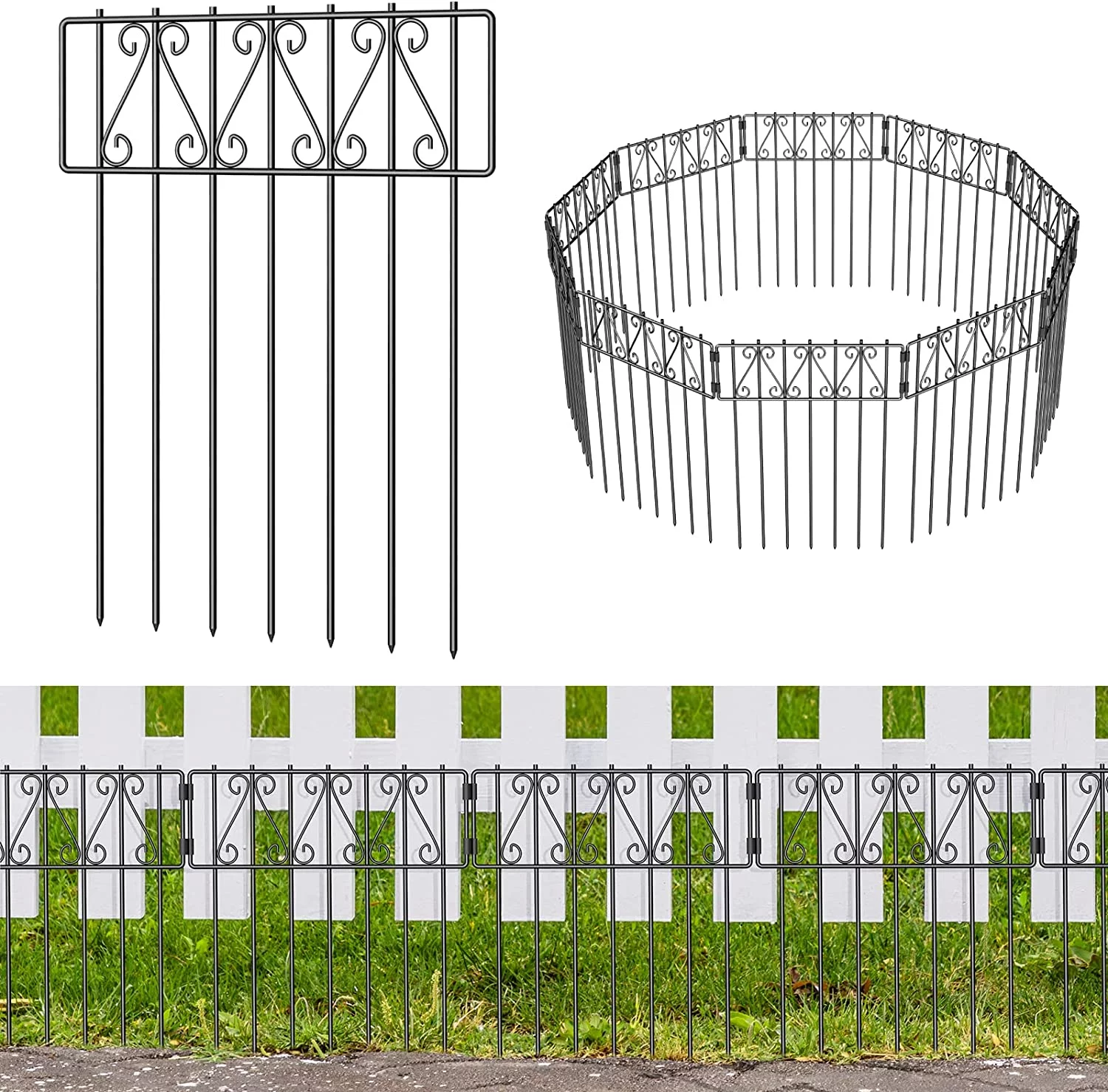 25 Pack Animal Barrier Fence, 16.7 Inch(H) X 27 Ft(L) Barrier Bottom Fence, Rustproof Metal Decorative Garden Fence