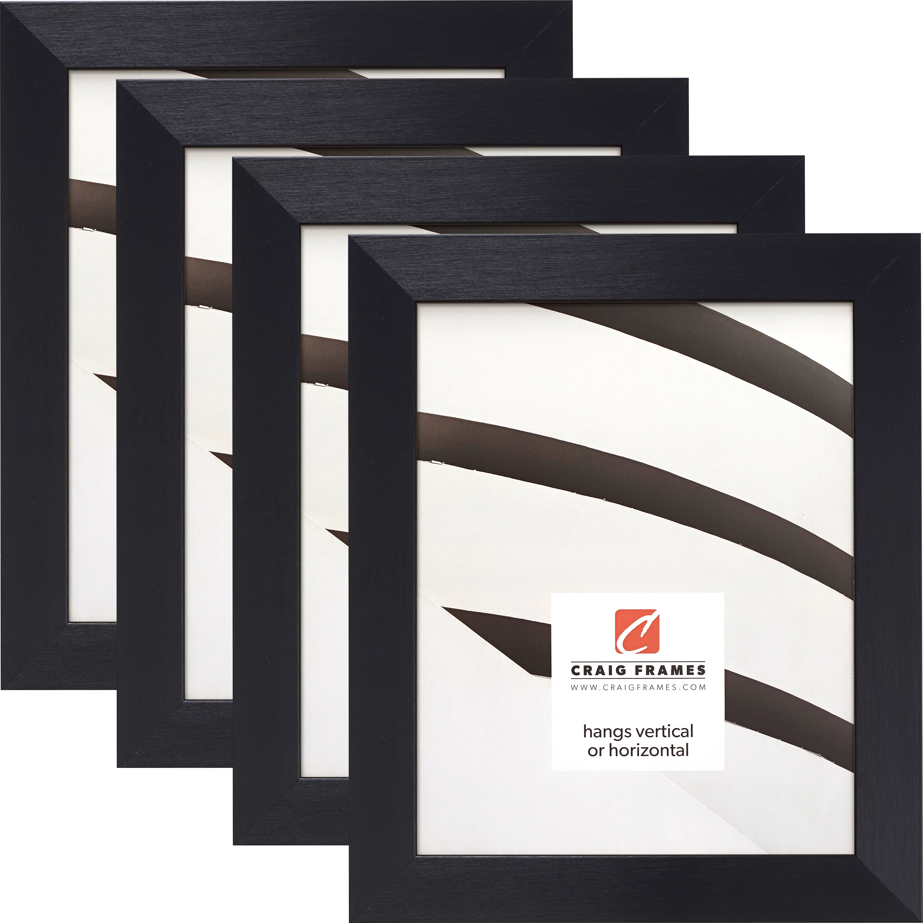 Craig Frames Modern Aesthetics 125, 8.5x11 inch Picture Frame, Black, Set of 4