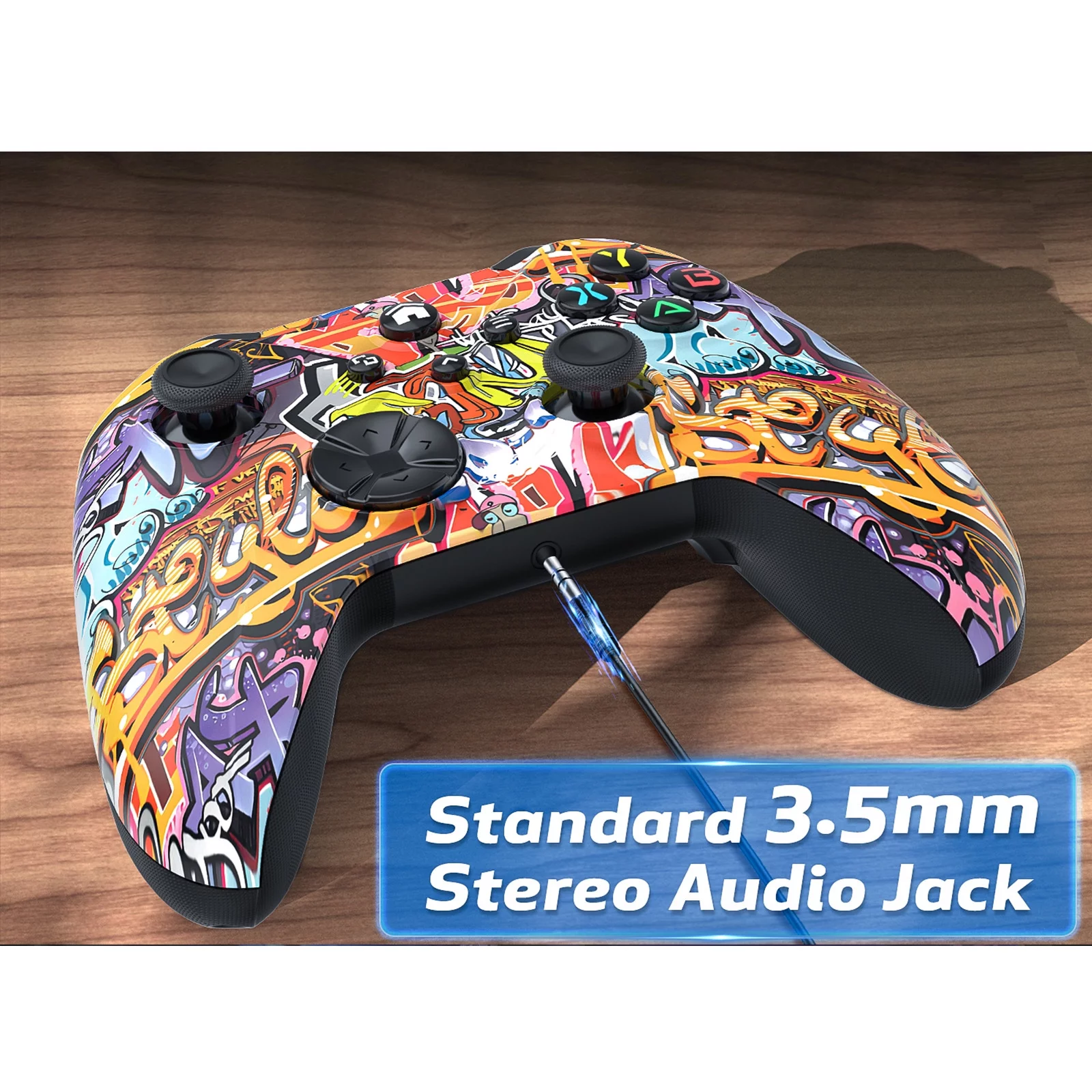 Bonadget 32Ft Wireless Xbox One Controller,Graffiti Custom Xbox Controller Built-in Dual Vibration and 3.5mm Audio Jack with TURBO Function - Compatible with Xbox One S/X/Xbox Series X/S/Window PC