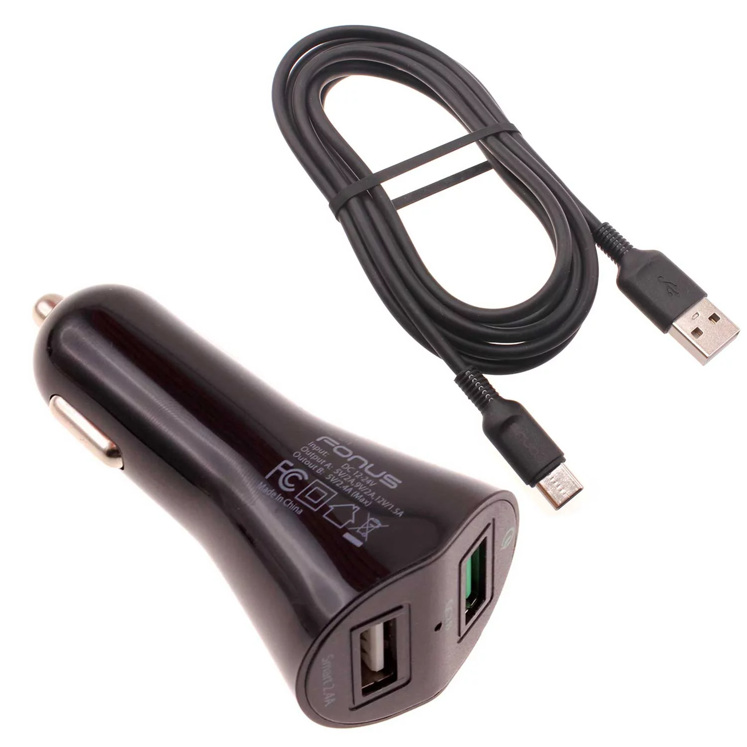 For Motorola Edge Plus (2023) - 30W Fast Car Charger, 2-Port USB 6ft Cable Type-C Quick Charge DC Socket Power Adapter USB-C Cord Compatible With Motorola Edge+ (2023) Phone