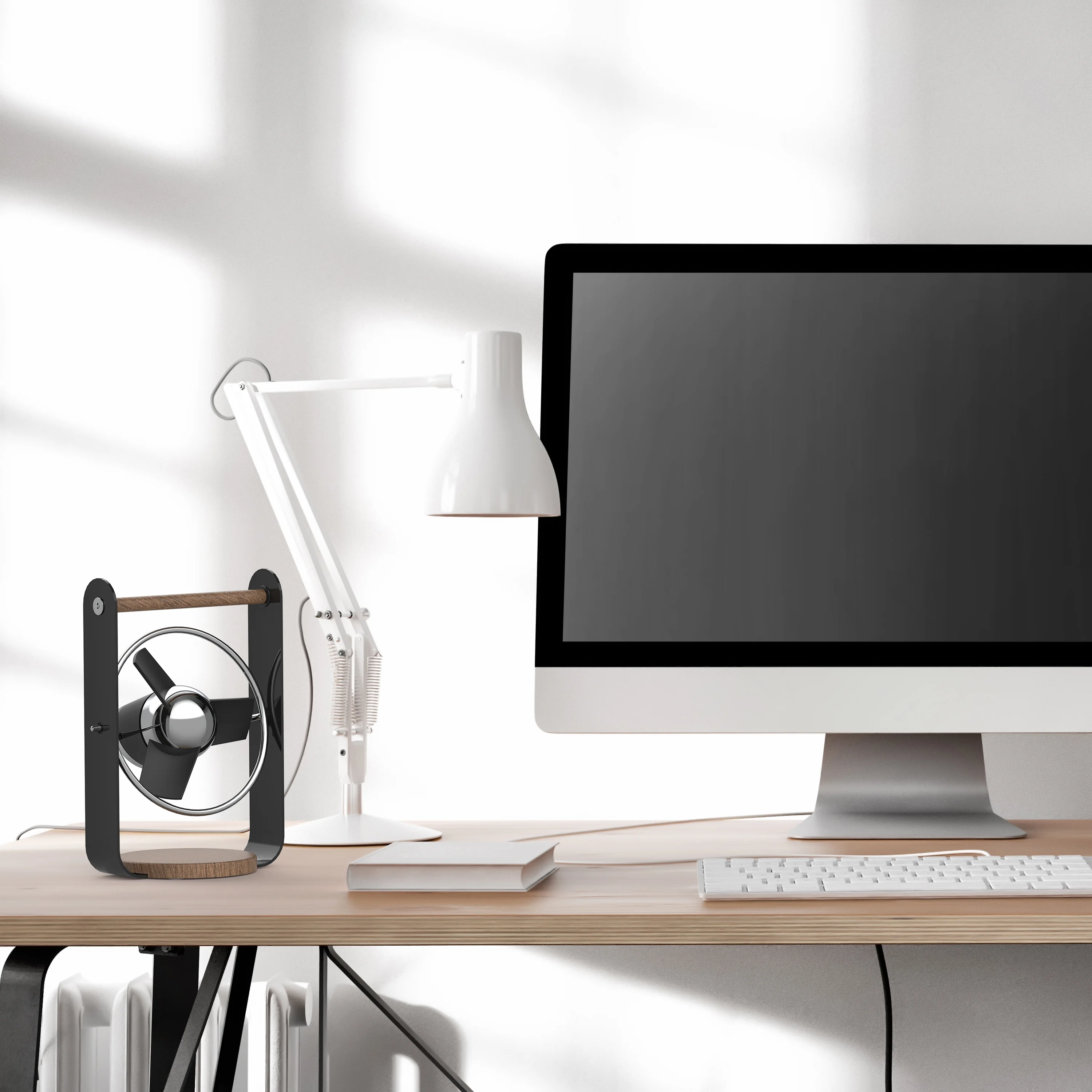 Sharper Image Soft Blade Desktop Fan, Black, 8 in, New