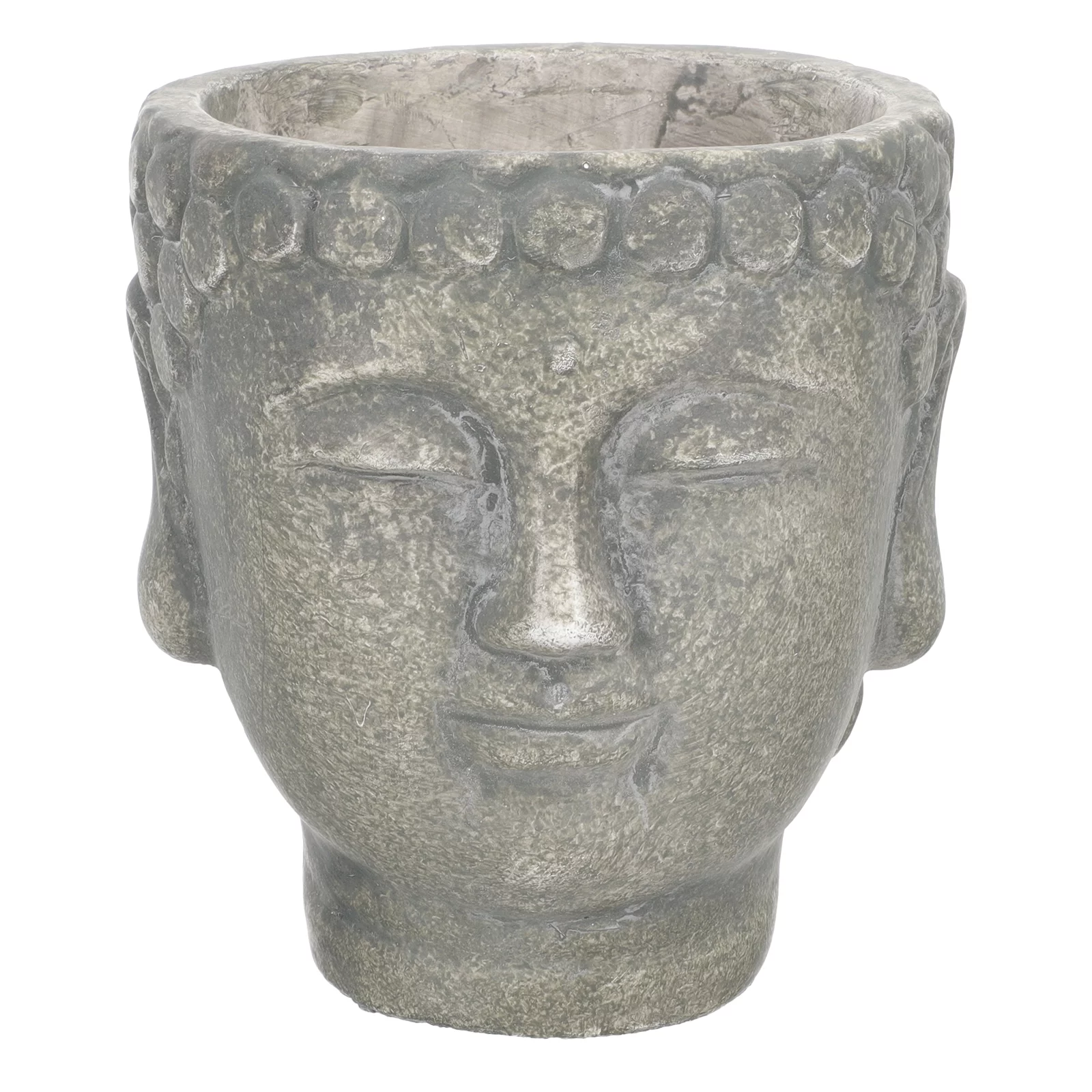 Qumonin Buddha Head Statue Zen Garden Flower Pot Plant Pot - Olive Green